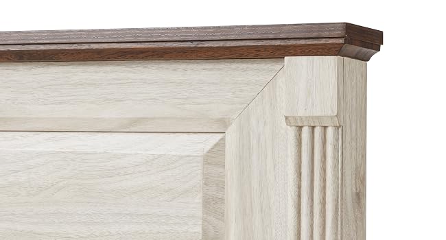 Tall Storage Bed Frame Queen Farmhouse Bed Frame Queen-Size with Headboard Footboard Bench