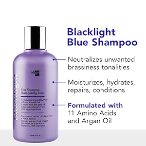 Blue Shampoo with Product Benefits
