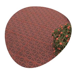 Image of shed floor, patio tiles outdoor.