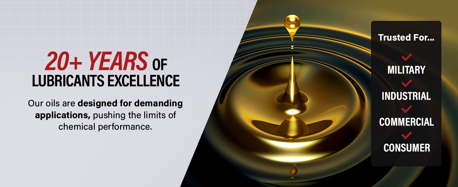 20+ Years of Lubricants Excellence. Trusted for military, industrial, commercial and consumer use.