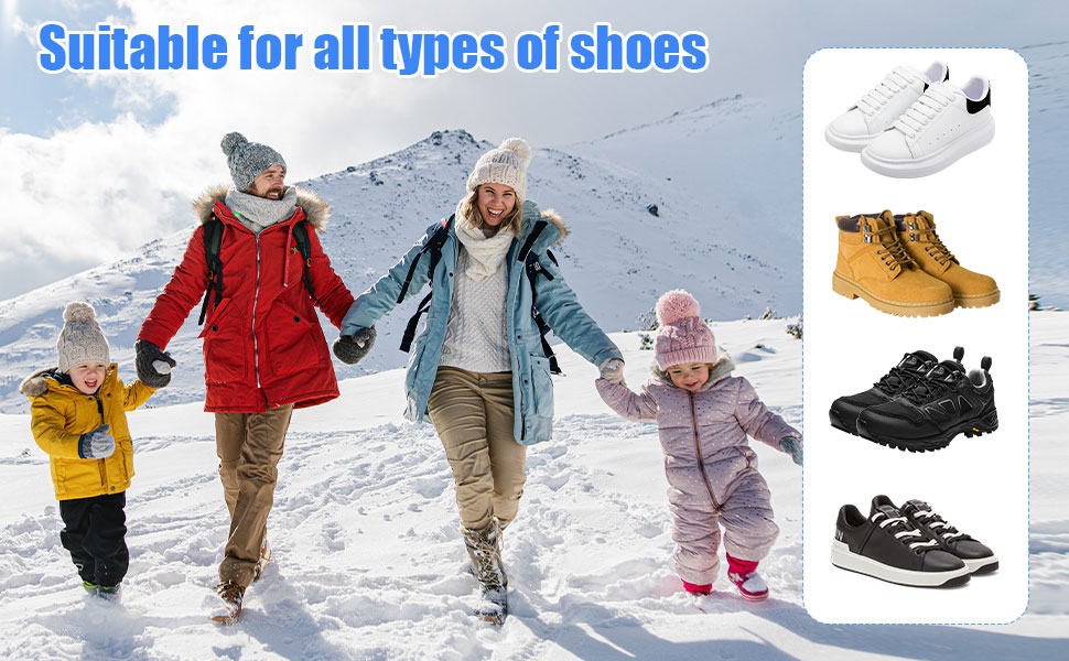 2 Pairs Ice Cleats for Shoes and Boots, 8 Steel Gripper Spikes Non-Slip Traction Cleats, Micro Shoe