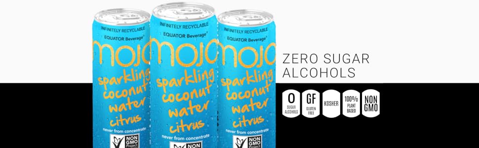 No Sugar Alcohols, Gluten-Free, Plant-Based MOJO Coconut Citrus Drink, 10.8oz, 12-Pack