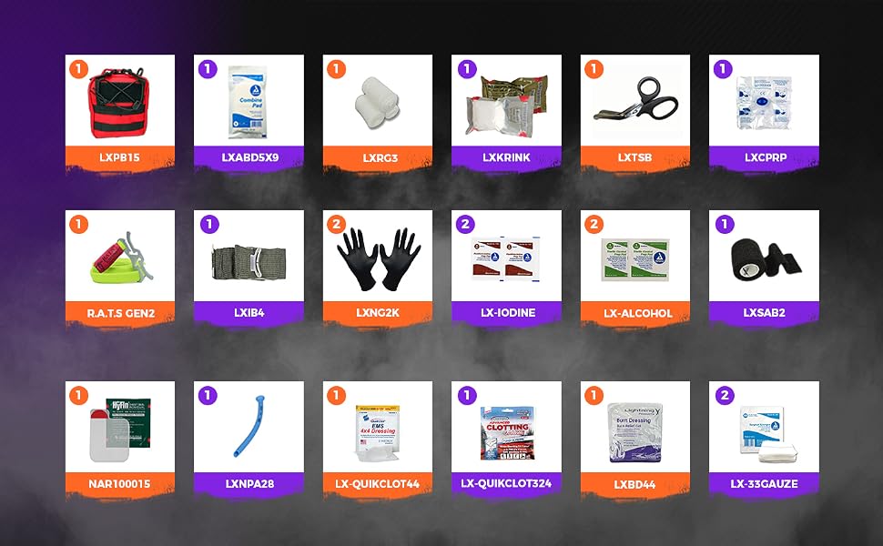 gunshot kit contents supplies tourniquet quikclot ifak