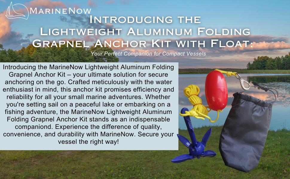 Lightweight Aluminum Folding Grapnel Anchor Kit with Float