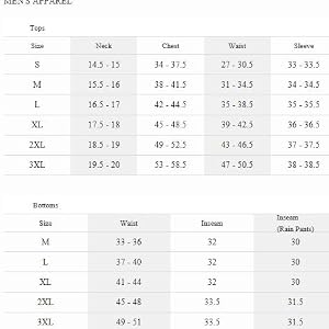 Mens Size Chart