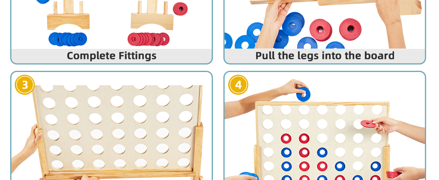 this outdoor board game Four-step assembly guide: placing chips, and playing, no tools needed