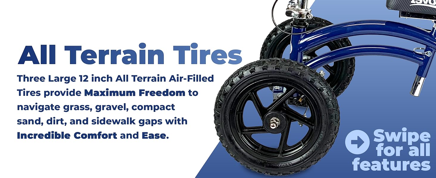 All Terrain heavy duty active mobile mobility outdoor rugged air filled comfort tires kneerover