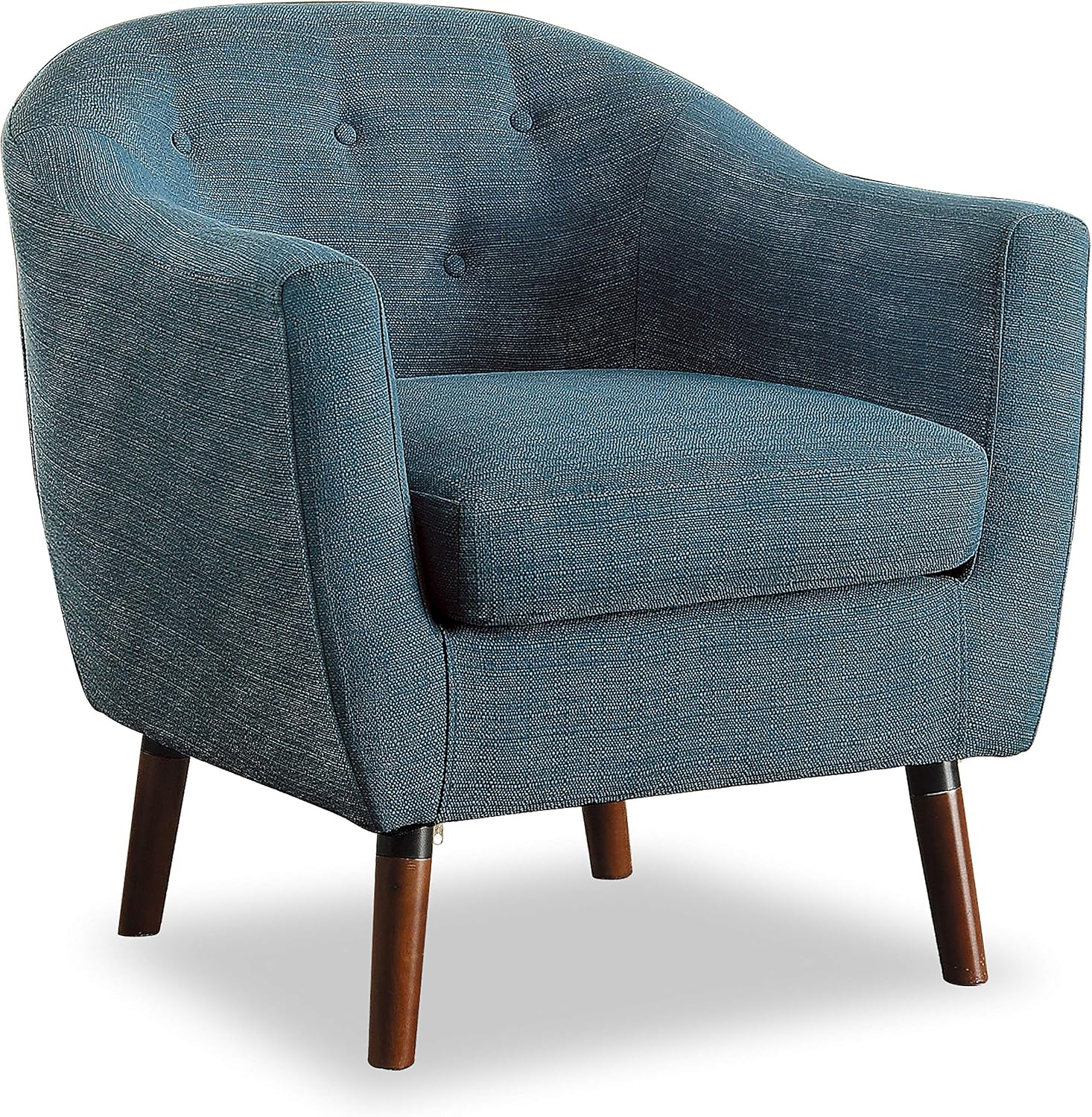 Homelegance Lucille Modern Accent Chair, Upholstered Reading Chair with Button-Tufted Back, Sloped Arms, Removable Seat Cushion Cover and Espresso Wood Legs, for Living Room, Bedroom or Office, Blue