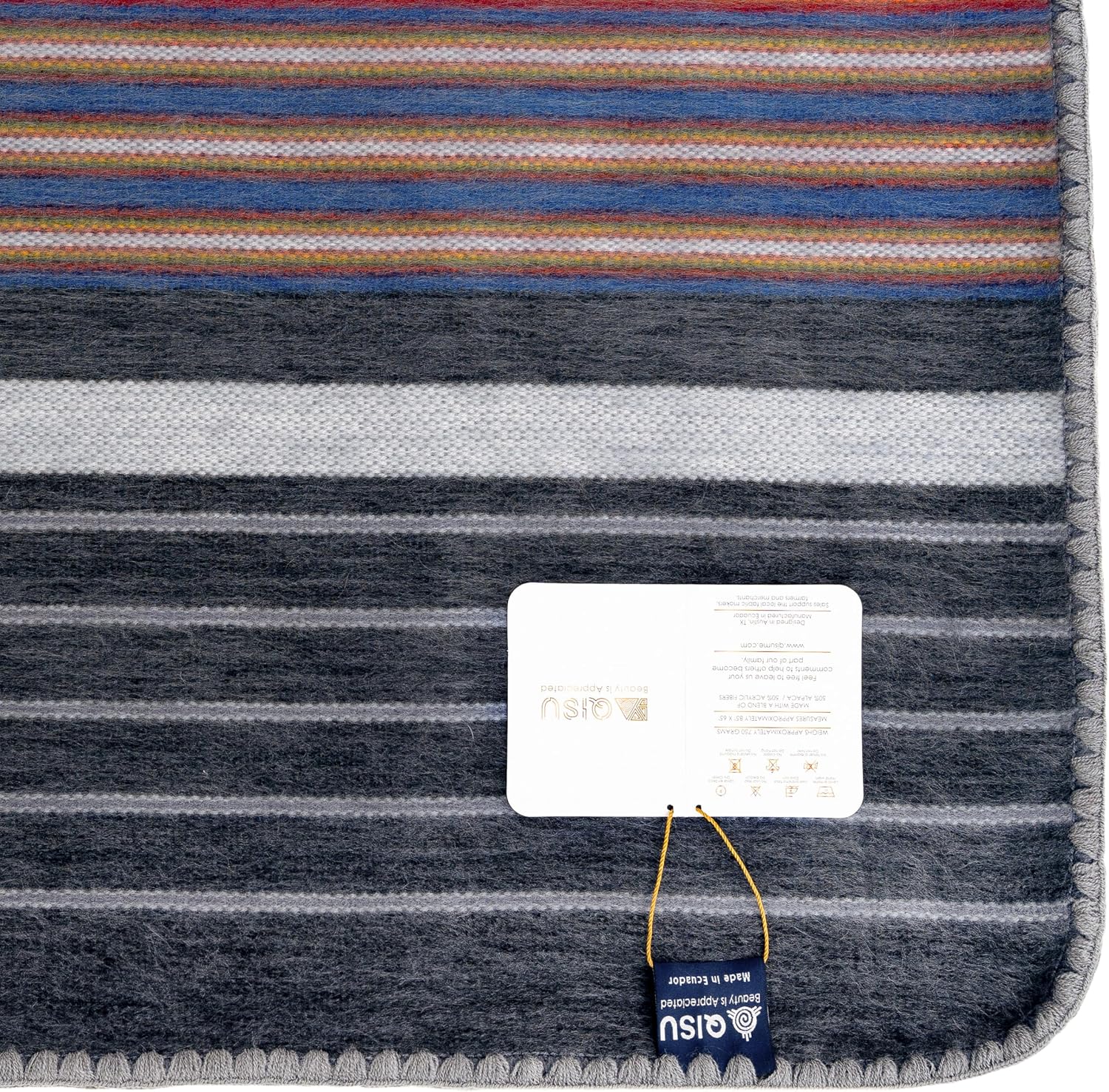 QISU Alpaca Wool Blanket Throw | Large, Beautiful, Warm, Variegated | 85 x 65 inches | Ultra-Soft, Hypoallergenic and Breathable | Non-Itchy or Scratchy Fabric (Green Variegated)