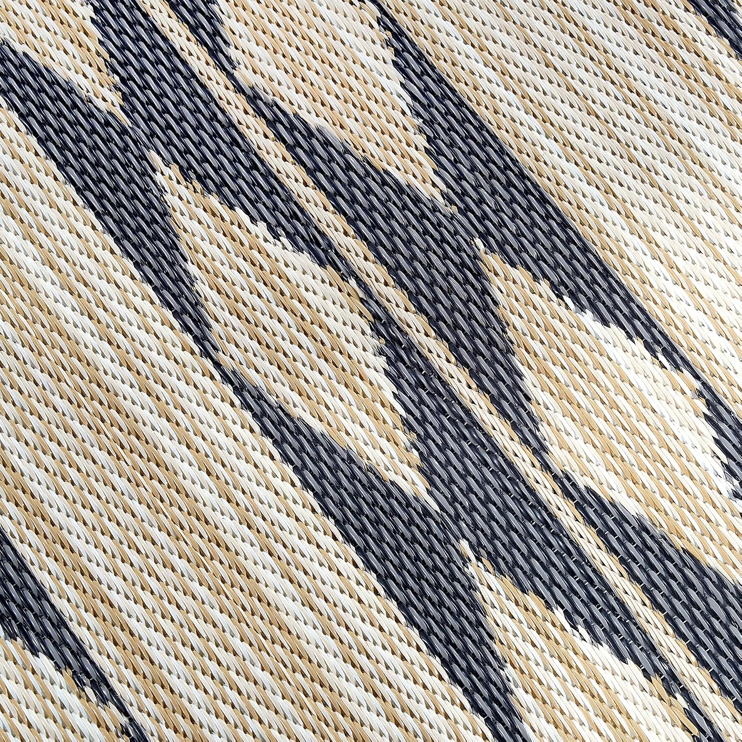 Fab Habitat Outdoor Rug - Waterproof, Fade Resistant, Crease-Free - Premium Recycled Plastic - Geo Tribal - Porch, Deck, Balcony, Mudroom