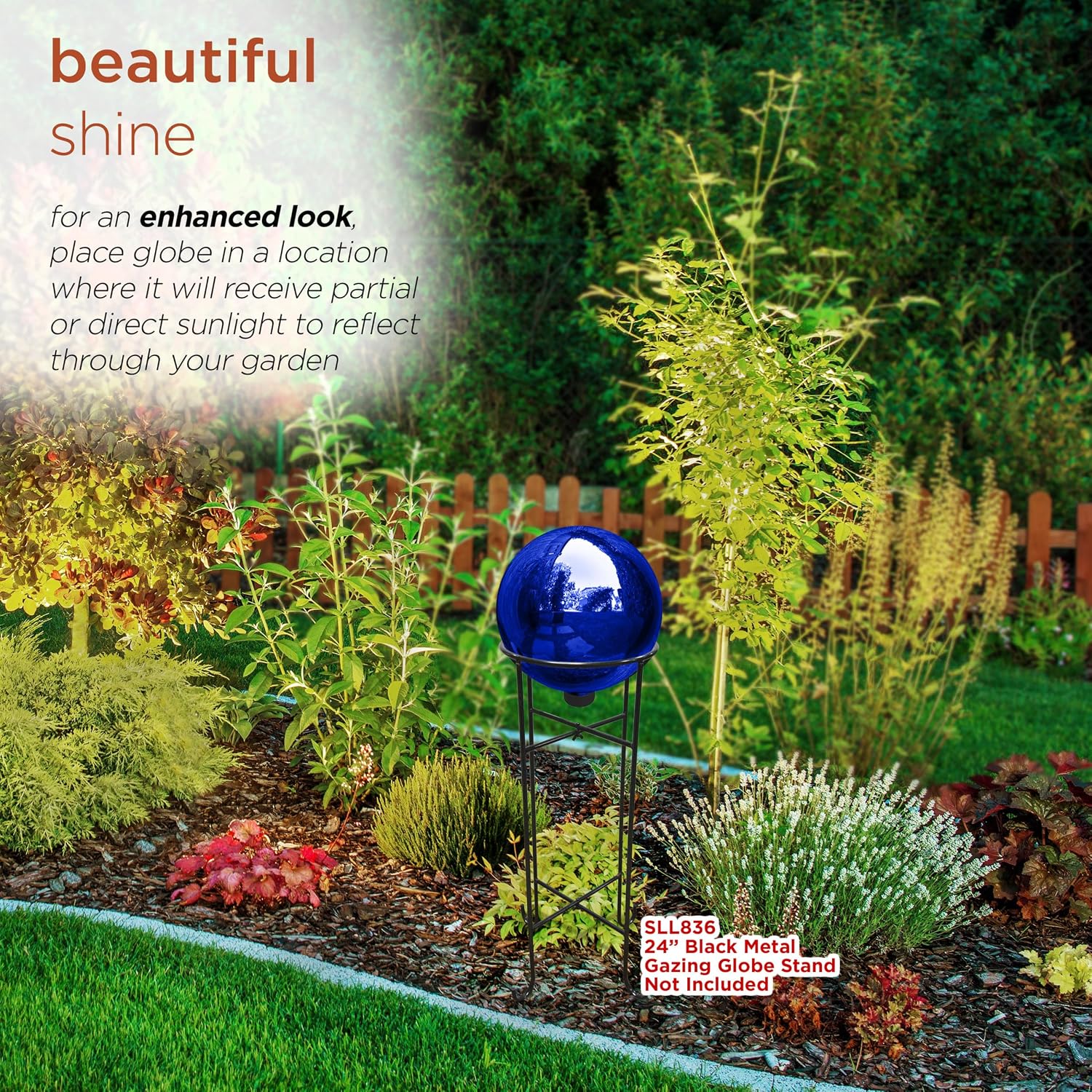 Alpine Corporation | 10" Indoor/Outdoor Glass Gazing Globe — Festive Garden & Yard Décor Accent — Blue