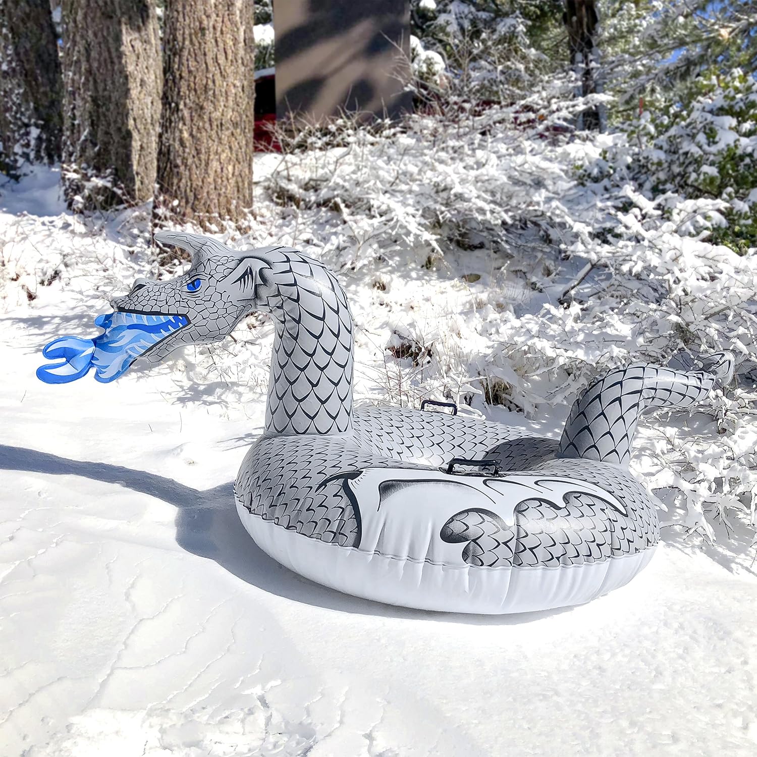 GoFloats Winter Snow Tubes - Choose from Unicorn, Disney's Frozen, Ice Dragon, Polar Bear, Penguin, Flamingo - Inflatable Sled for Kids and Adults