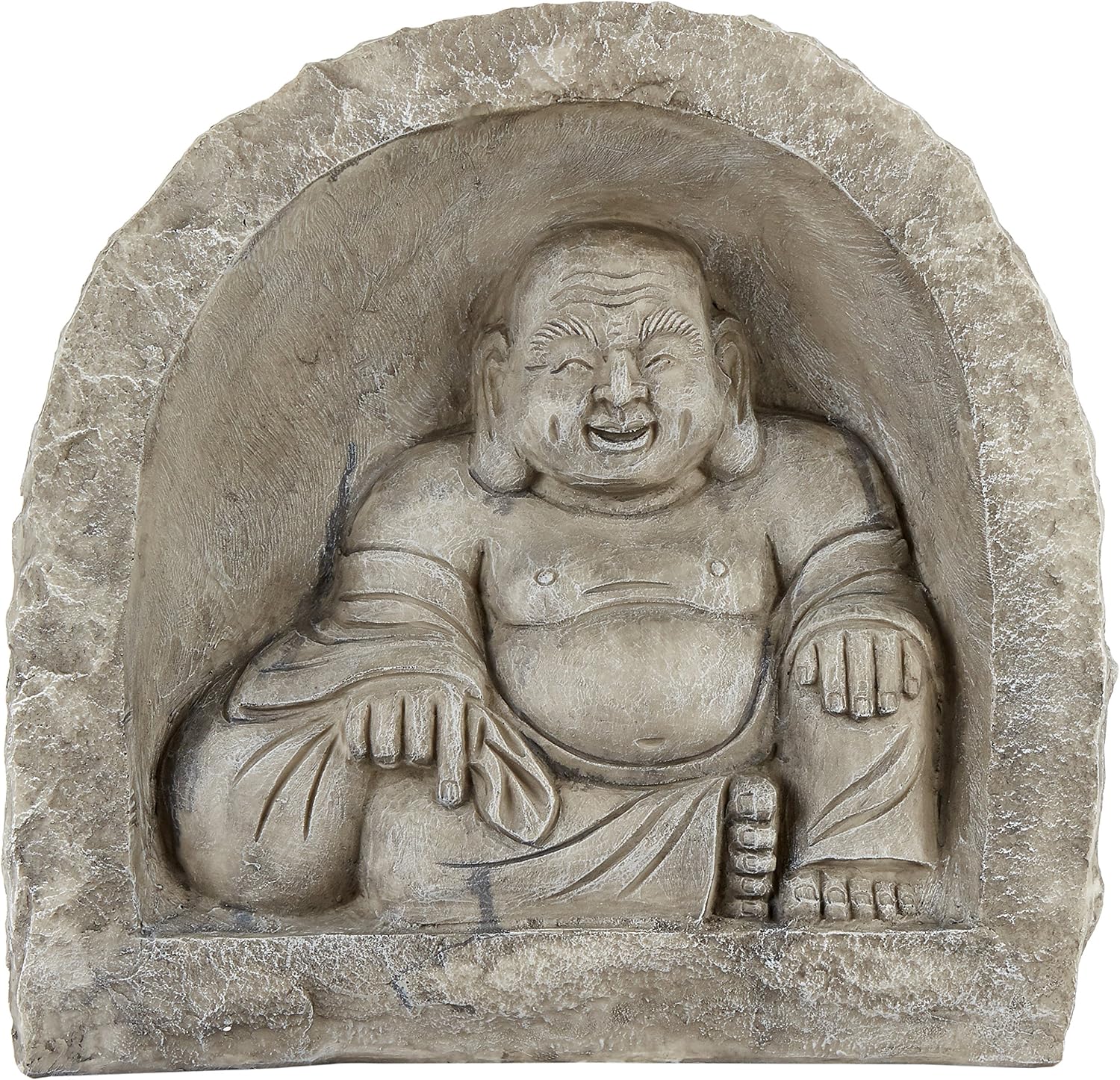 Design Toscano Jolly Hotei Laughing Man Asian Decor Indoor/Outdoor Garden Statue, 26 inches tall, Cast Stone Resin, Two Tone Stone Finish