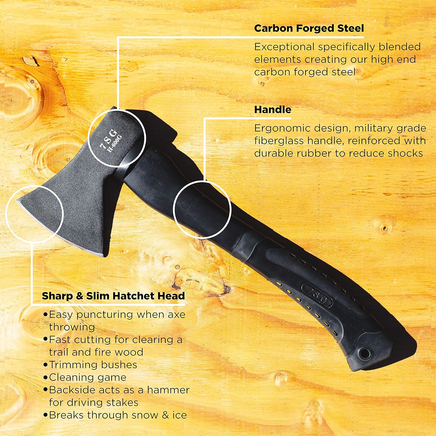 Camping Axe - Camping Hatchet with Sheath -Survival Throwing Axe - Survival Hatchets for Camping and Chopping Wood - Tactical and Survival Hatchet