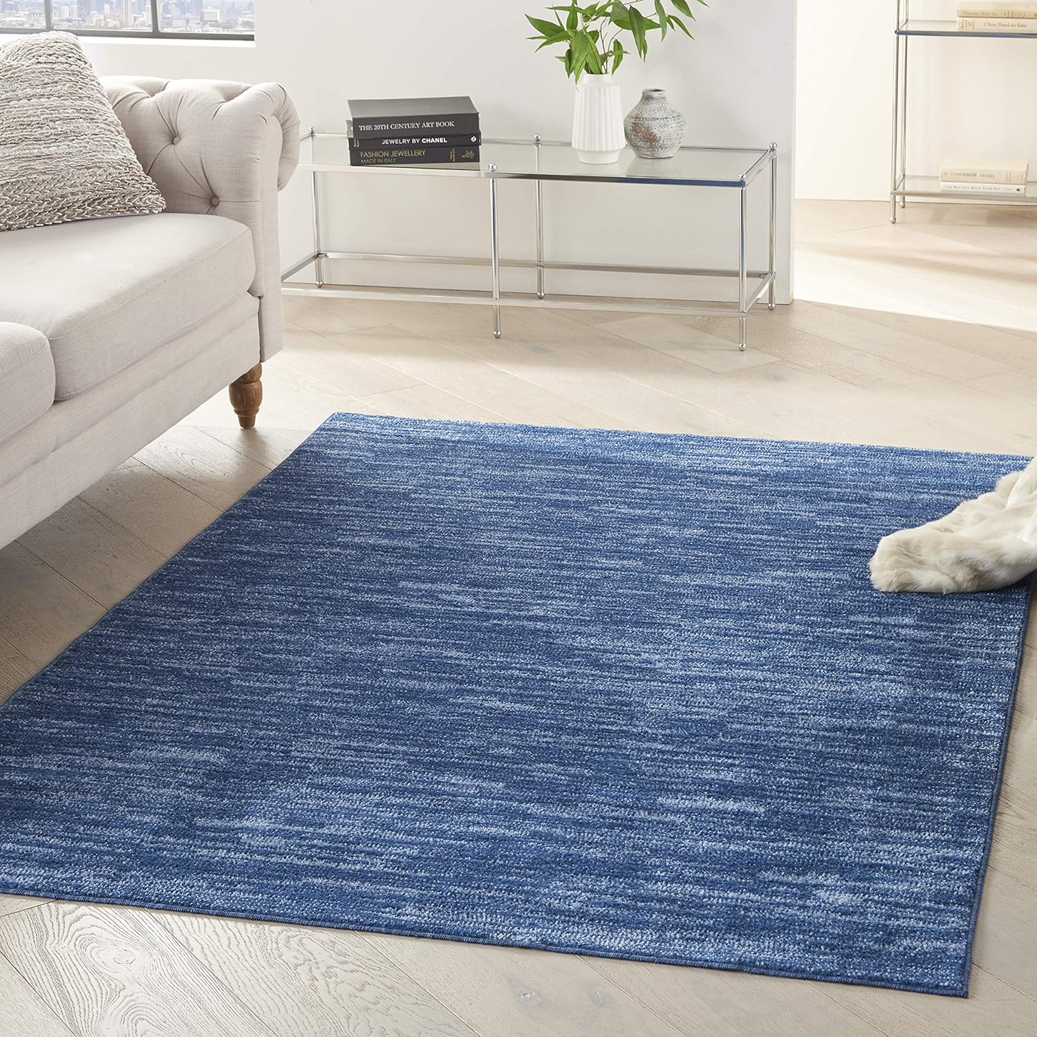 Nourison Home Essentials Indoor Outdoor Area Rug, Ivory Beige, 7' x 10'