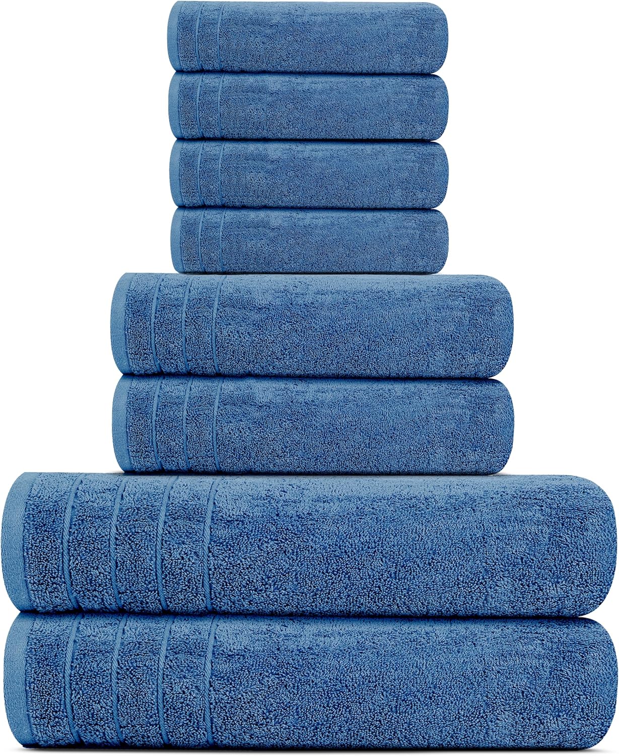 Tens Towels 8 Piece Towel Set, 2 XL Bath, 2 Hand, 4 Washcloth, Dark Grey