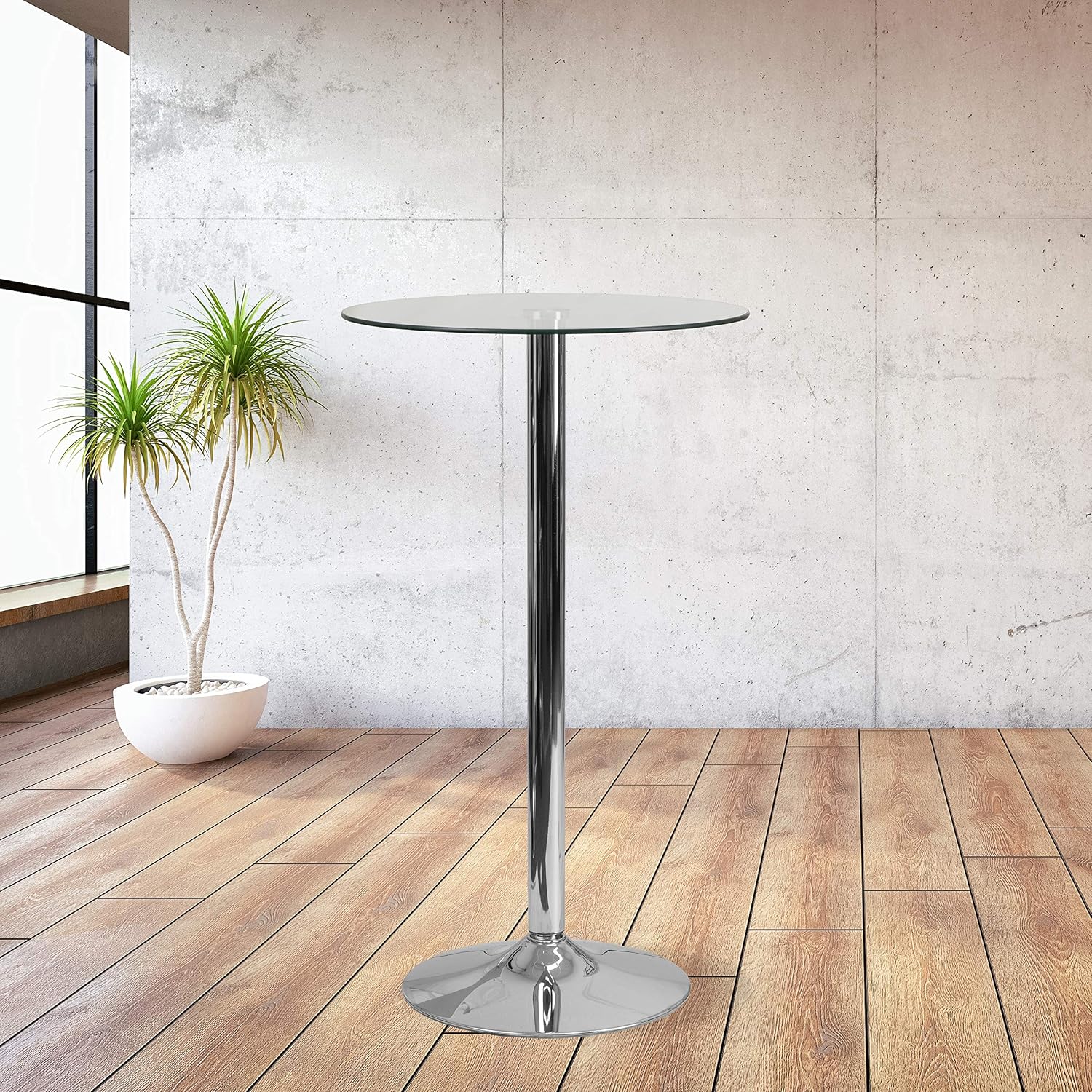 Flash Furniture 23.5 in Glass Round Table | Chrome Base