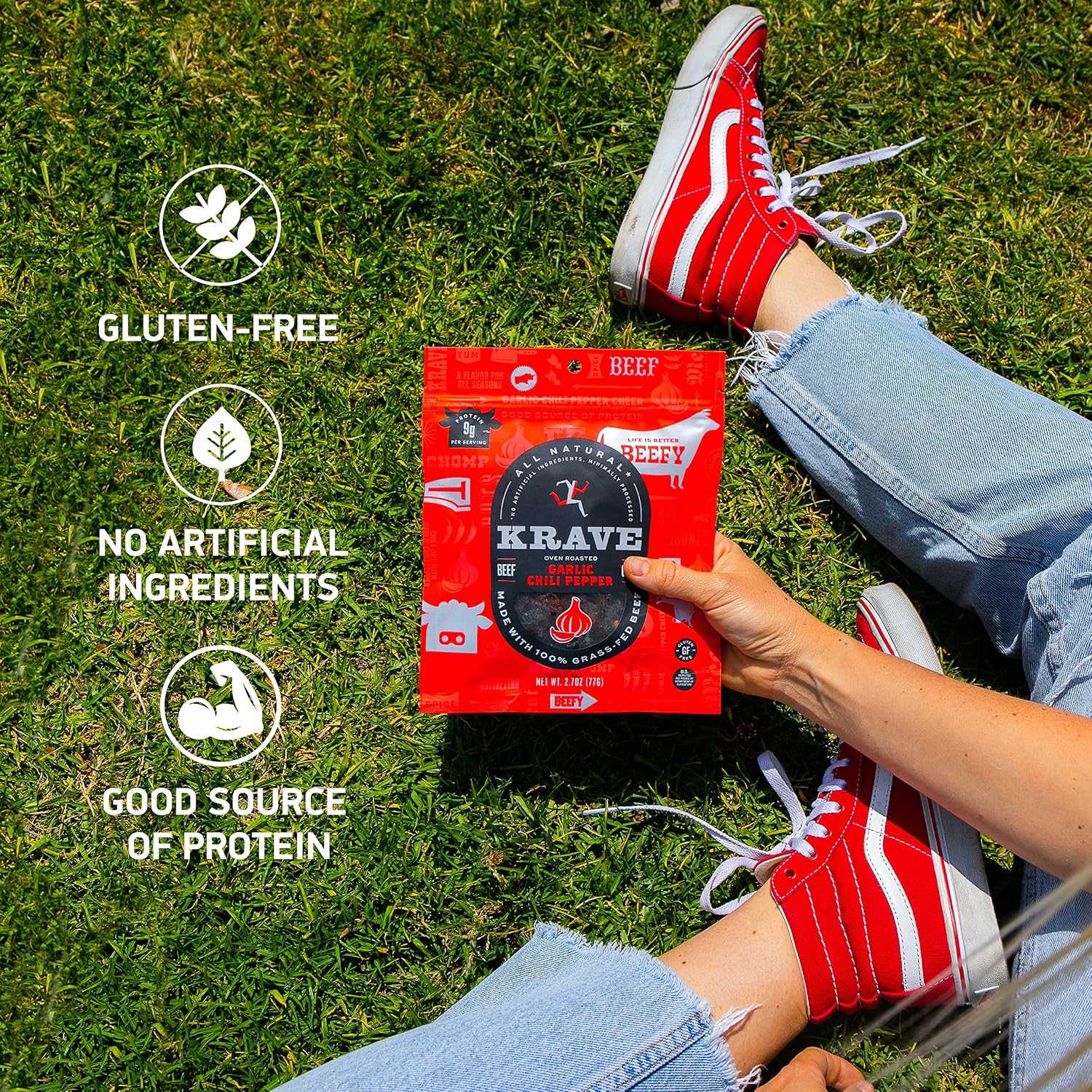 KRAVE All Natural Pork Jerky, Black Cherry BBQ - Protein Packed Snacks Roasted for Maximum Flavor - Premium Tender Meat Cuts - Gluten Free - 2.7 Ounce