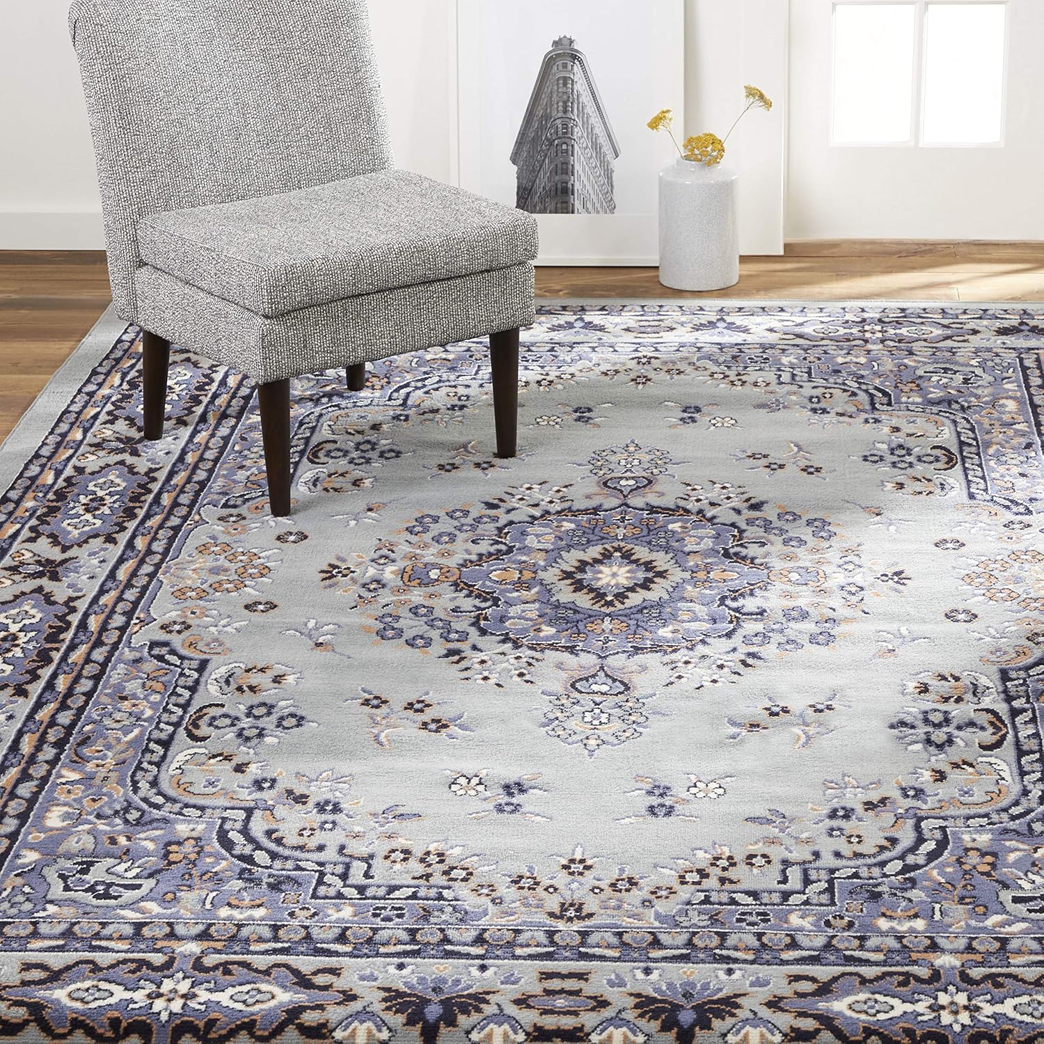 Home Dynamix Premium Sakarya Traditional Medallion Border Area Rug, Ivory/Brown, 7'9"x10'8" Rectangle