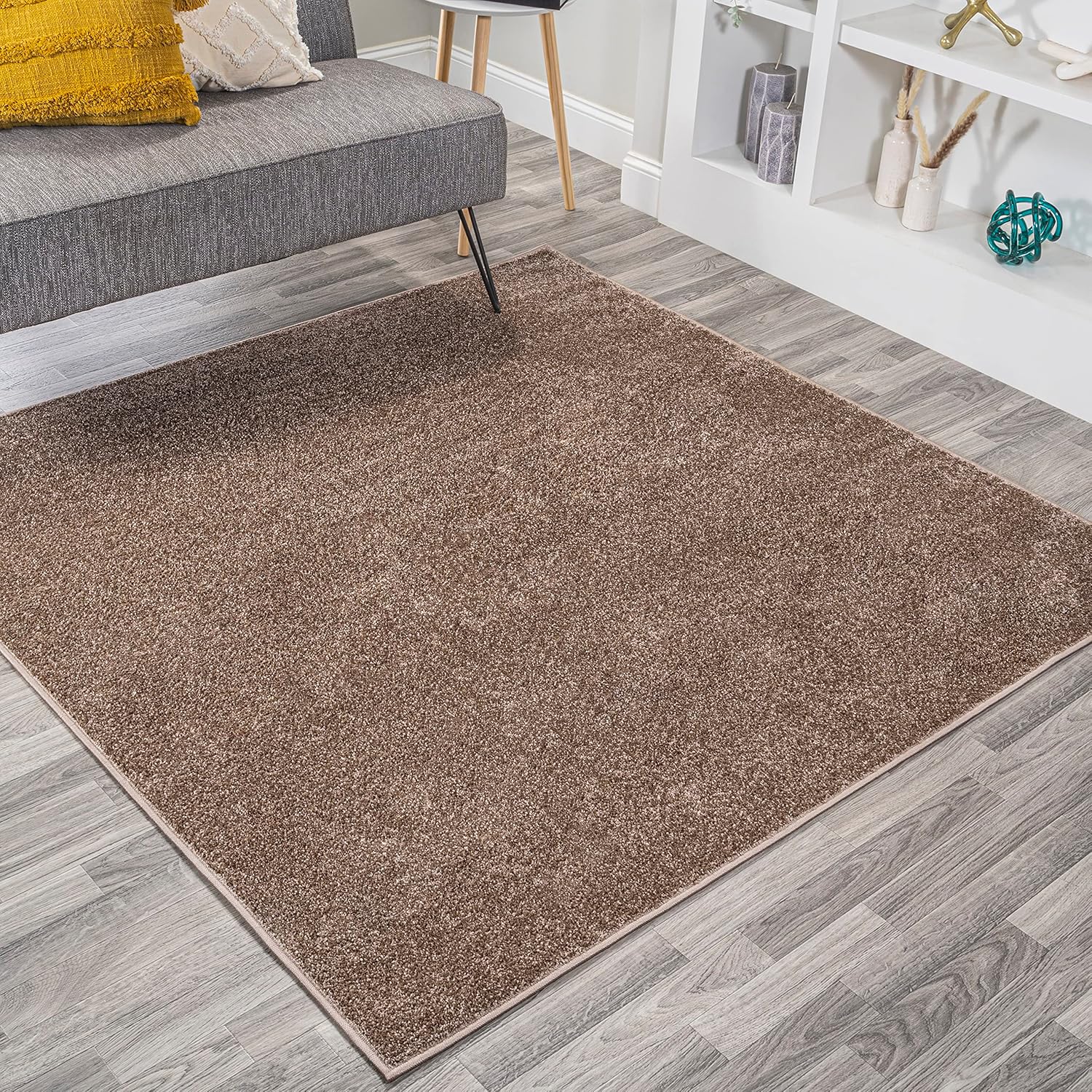 JONATHAN Y Haze Solid Low-Pile Brown Indoor Area Rug 8x10, Coastal, Bohemian, Minimalist, Classic, Easy-Cleaning for Living Room, Bedroom, Kitchen