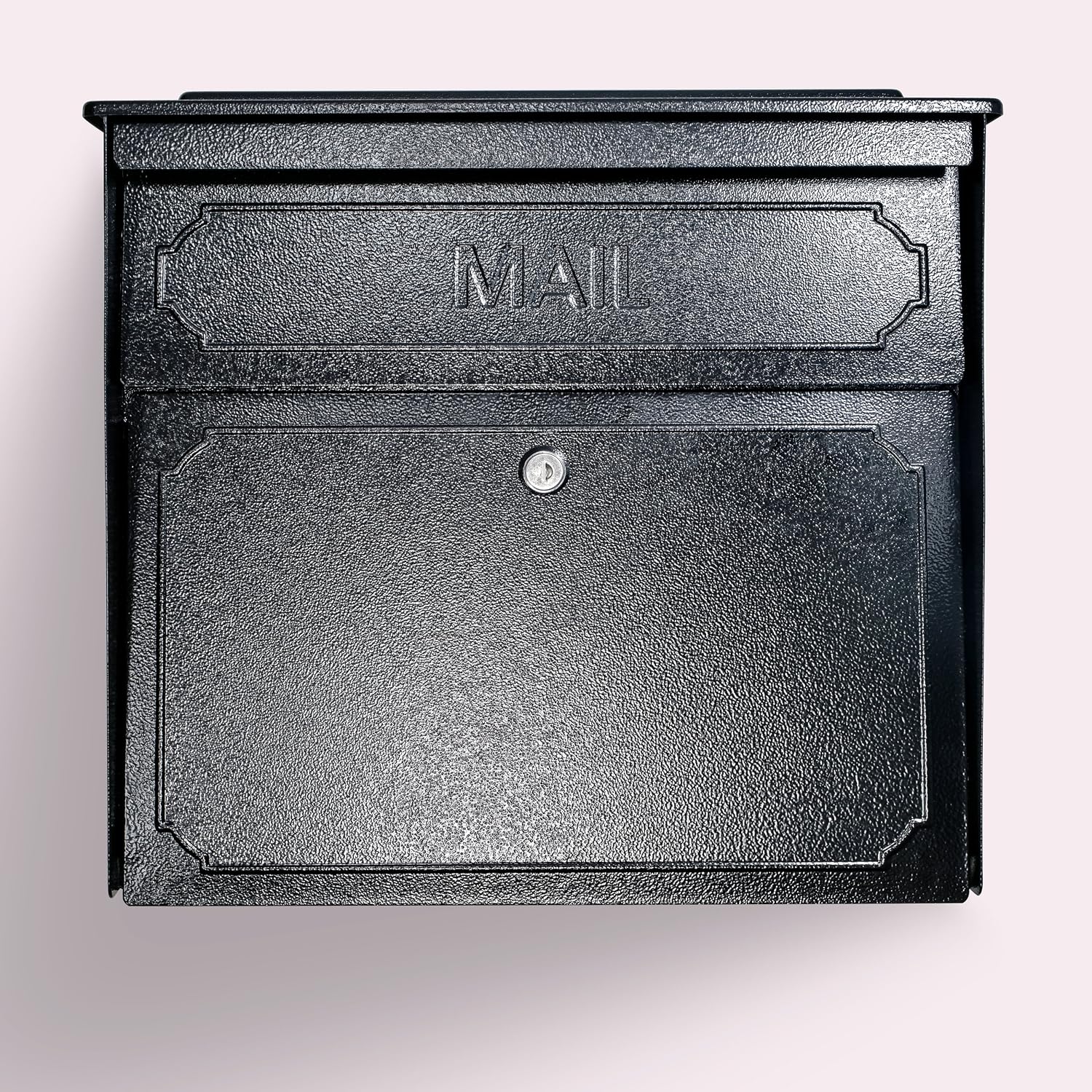 Mail Boss 7172 Townhouse Locking Security Wall Mount Mailbox, Black, Pack of 1 | Anti-pry locking door, classic stamped-panel design with decorative top cap, fixed slot fits envelopes and magazines.