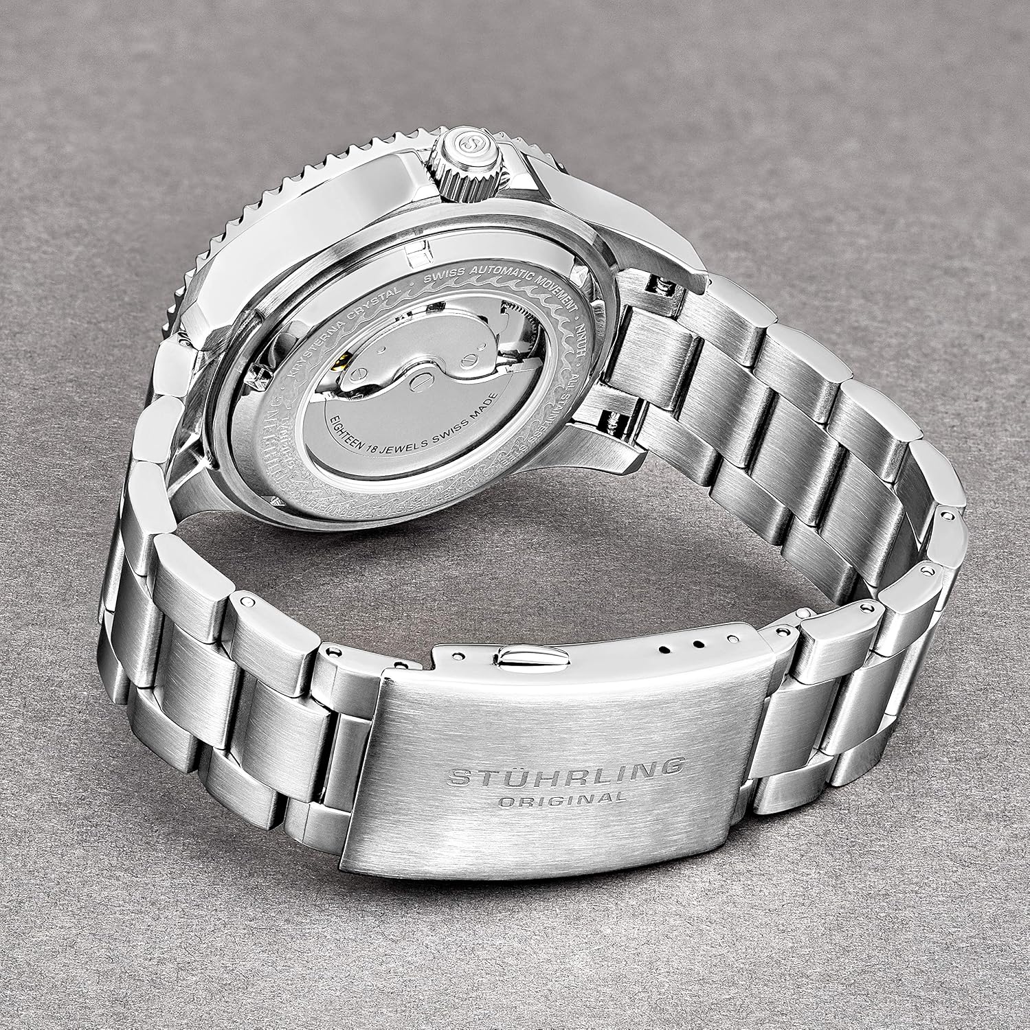 Stuhrling Original Mens Swiss Automatic Stainless Steel Professional DEPTHMASTER Dive Watch, 200 Meters Water Resistant