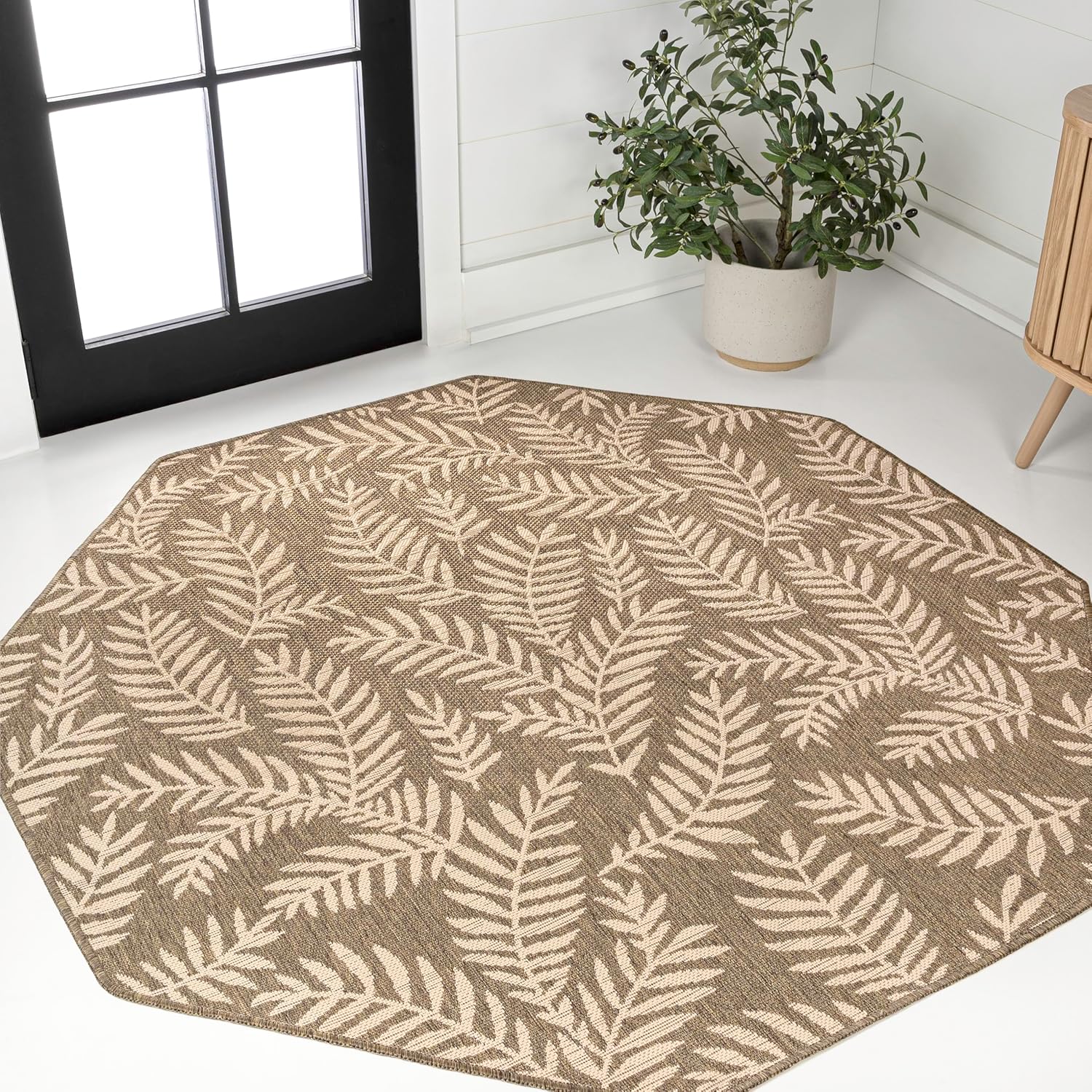 JONATHAN Y Palm Frond Indoor Outdoor Area Rug 3X5 Navy/Ivory, Nevis for Backyard, Patio, Porch, Easy-Cleaning, High Traffic, Pet-Friendly