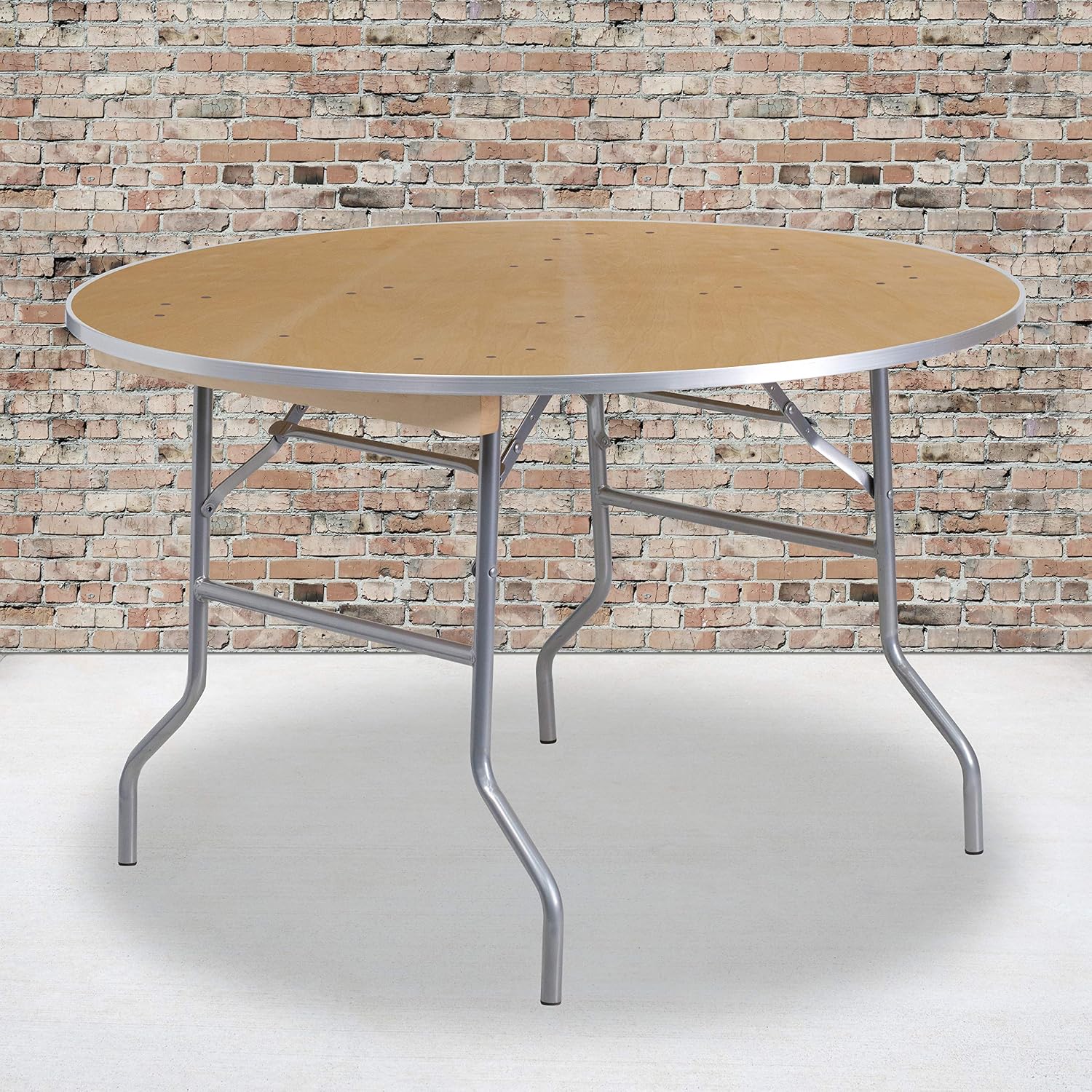 Flash Furniture 4 ft Metal Folding Round Banquet Table with Metal Edges | Durable Construction, Commercial Use