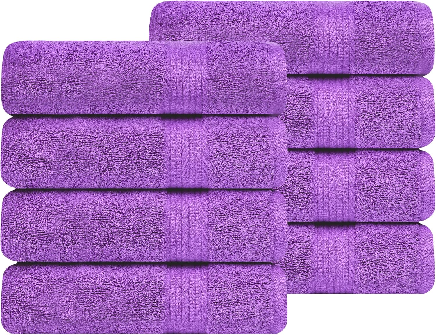 Ample Decor 100% Cotton Hand Towels 18x28 Inches, 600 GSM, Soft & Absorbent, Set of 12, Purple