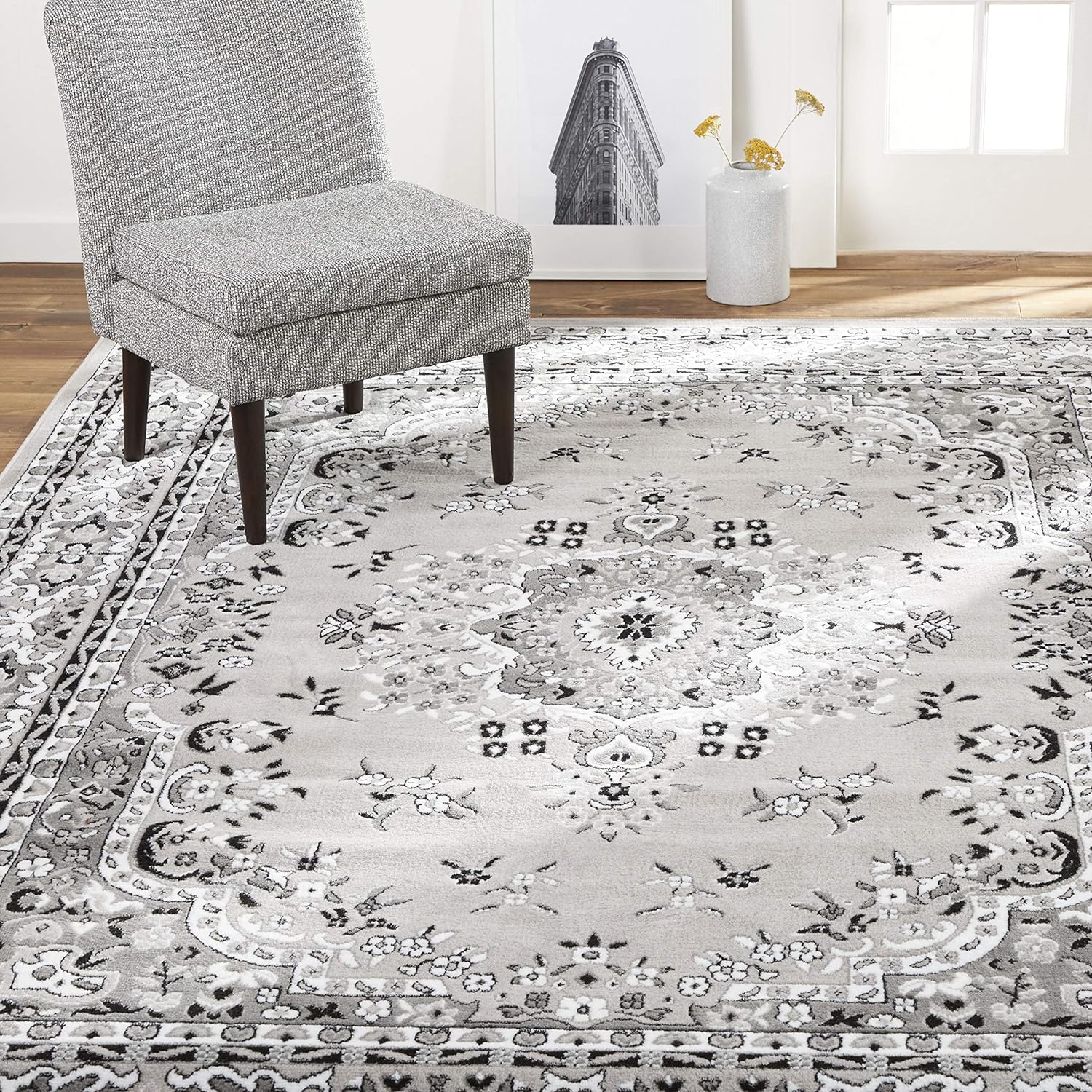 Home Dynamix Premium Sakarya Traditional Medallion Border Area Rug, Ivory/Brown, 7'9"x10'8" Rectangle