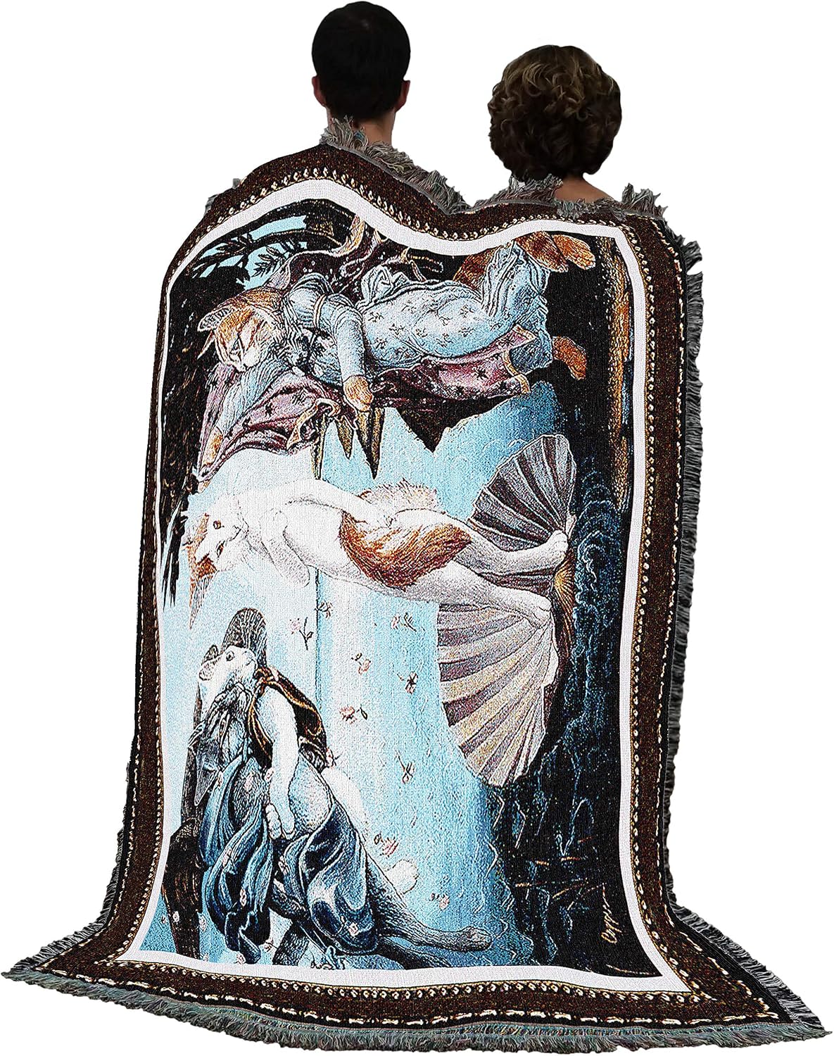 Pure Country Weavers Kitty on a Half Shell Blanket - Sandro Botticelli's The Birth of Venus Parody - Melinda Copper - Cute Funny Gift Tapestry Throw