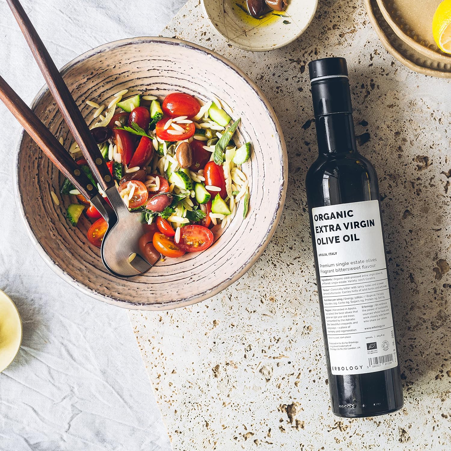 Erbology Organic Extra Virgin Olive Oil 17 fl oz - Early Harvest - 742 mg/kg Polyphenols - 0.15% Free Acidity - 100% Coratina Olives Hand-Picked and