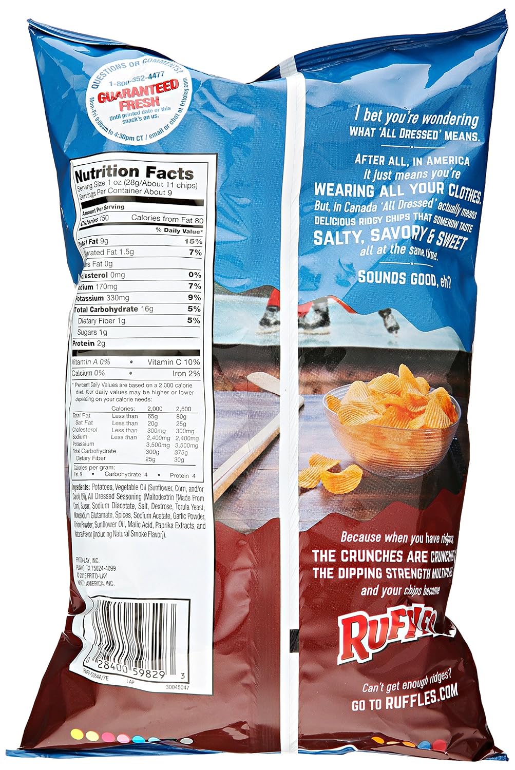 Ruffles Potato Chips, Queso, Cheddar Cheese, 8 Ounce