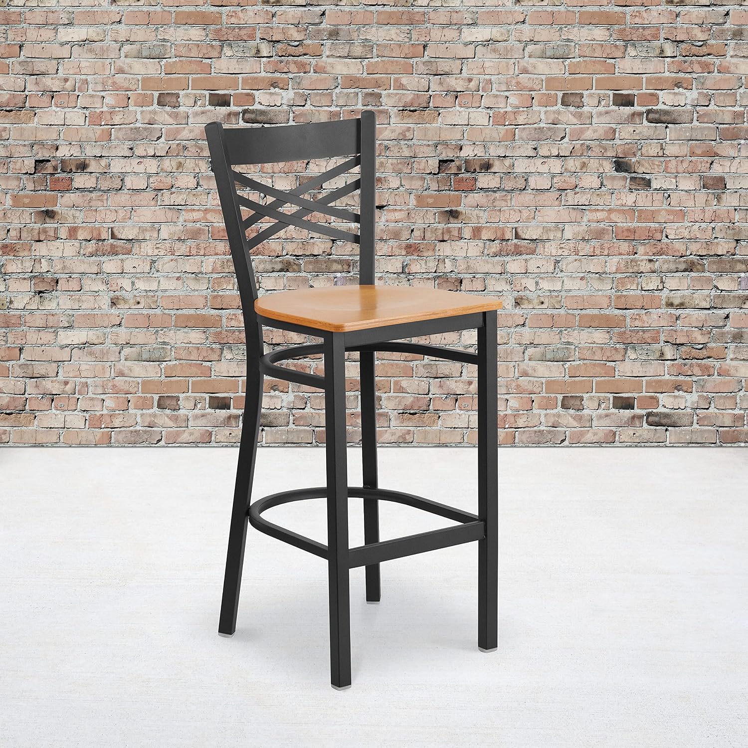 Flash Furniture Hercules Metal Restaurant Barstool, Black | X Back Style, Vinyl Upholstery, Durable Construction, Commercial Use