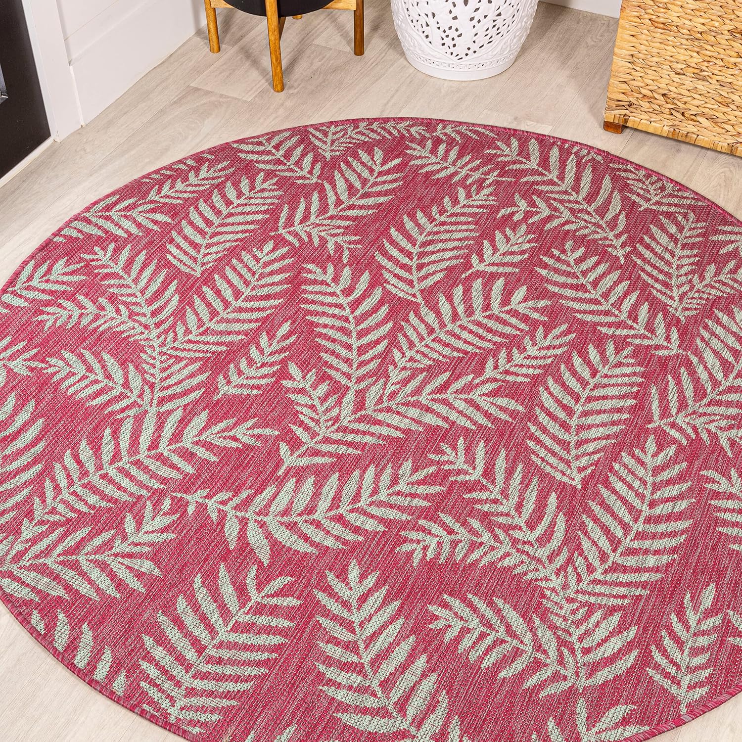 JONATHAN Y Palm Frond Indoor Outdoor Area Rug 3X5 Navy/Ivory, Nevis for Backyard, Patio, Porch, Easy-Cleaning, High Traffic, Pet-Friendly