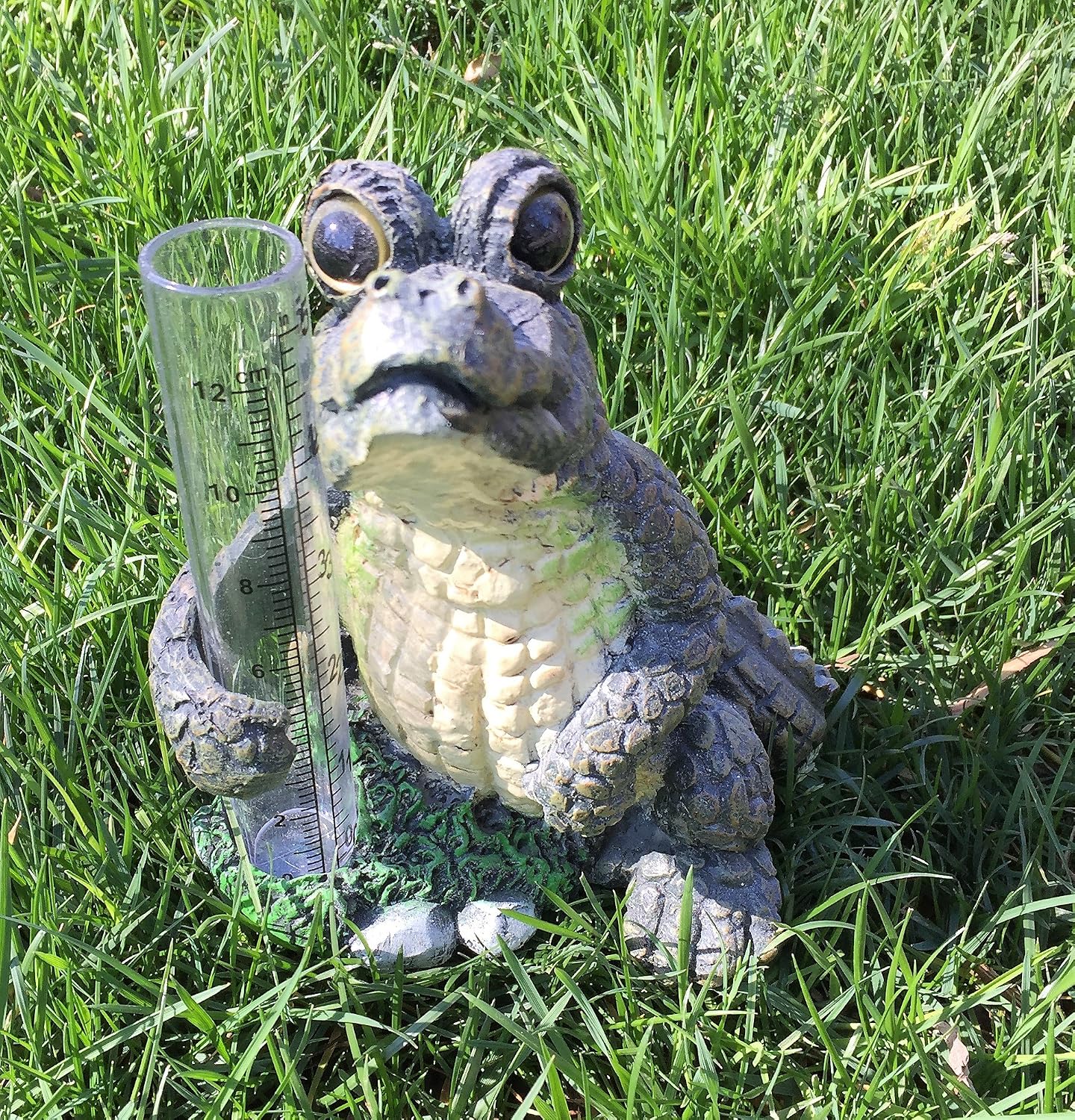 Toad Hollow Gator Rain Gauge Alligator Figurine 8" H
