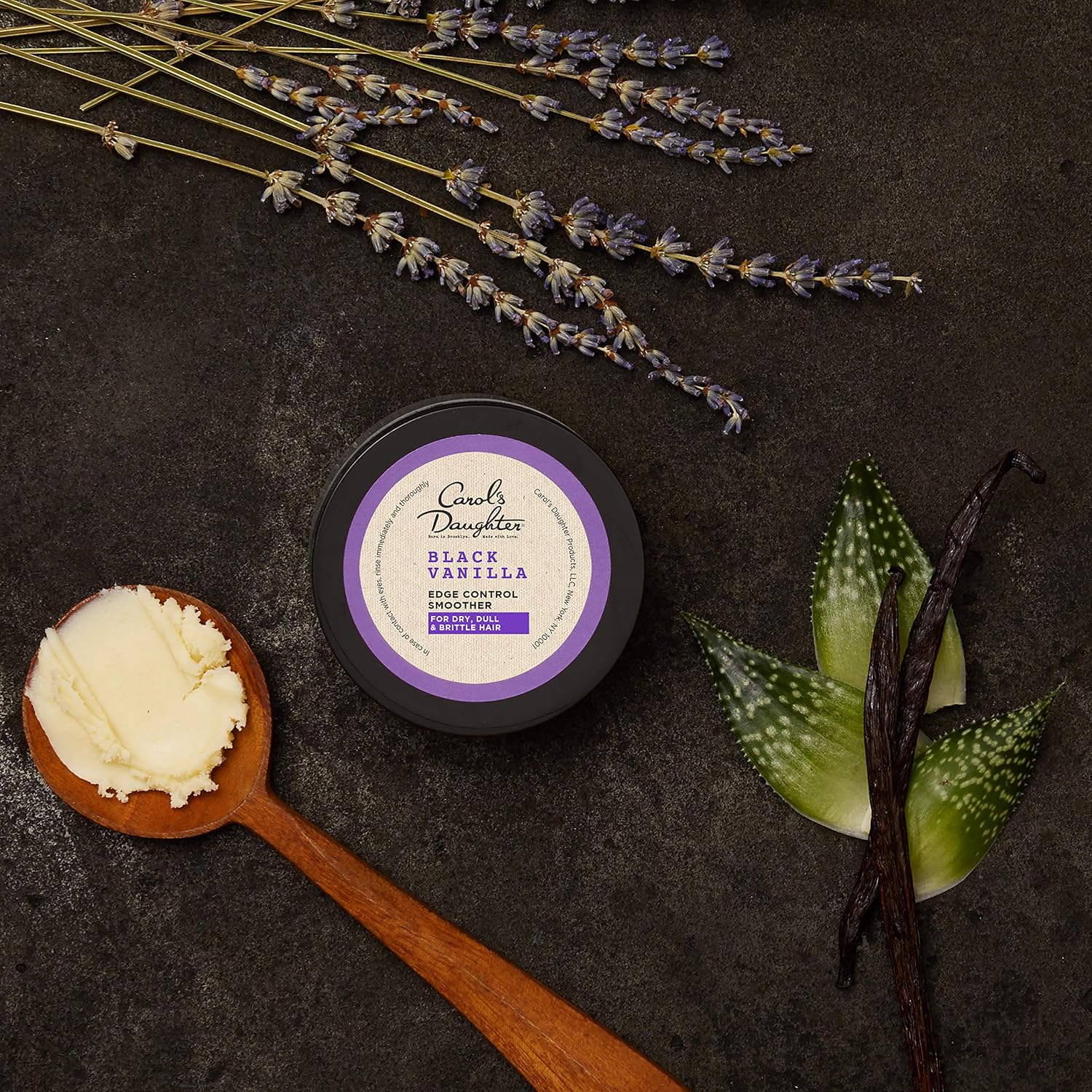 Carol's Daughter Black Vanilla Edge Control for Curly, Wavy or Natural Hair, Clear Edge Smoother for Dry, Dull or Brittle Hair, 2 Oz