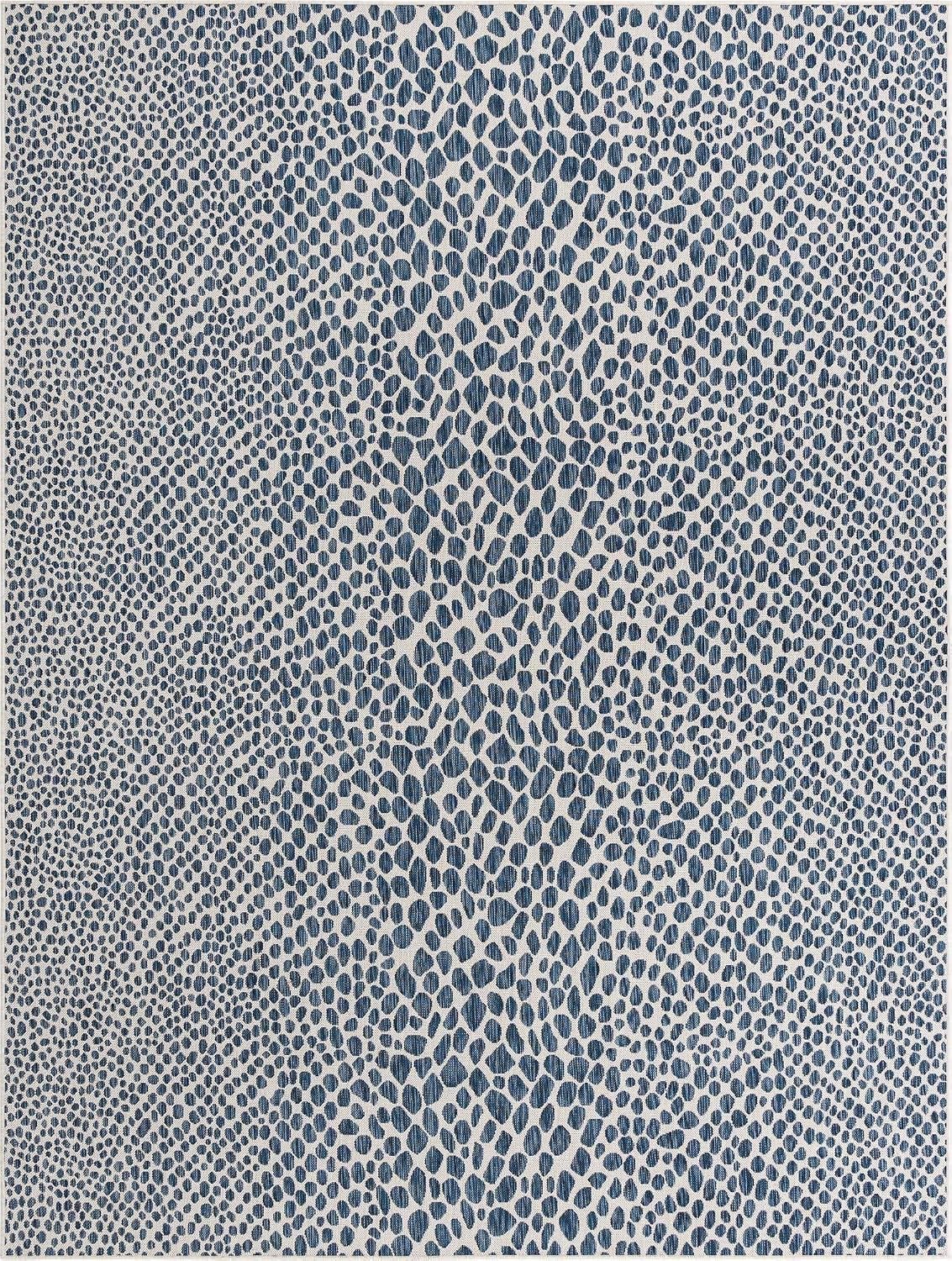 Unique Loom Outdoor Collection Area Rug - Cape Town (9' x 12' Rectangle, Blue/Ivory)