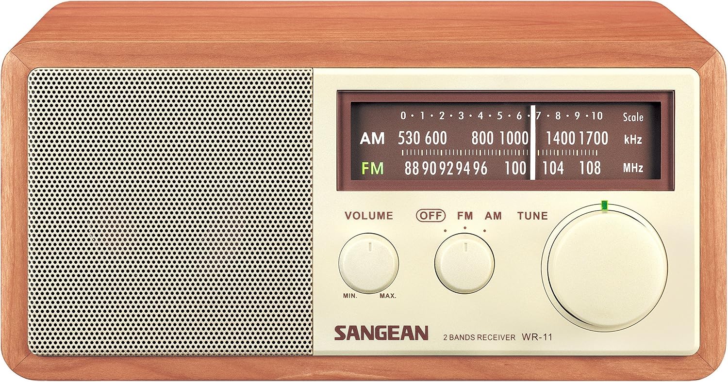 Sangean WR-11 Wood Cabinet AM/FM Table Top Analog Radio (Renewed)