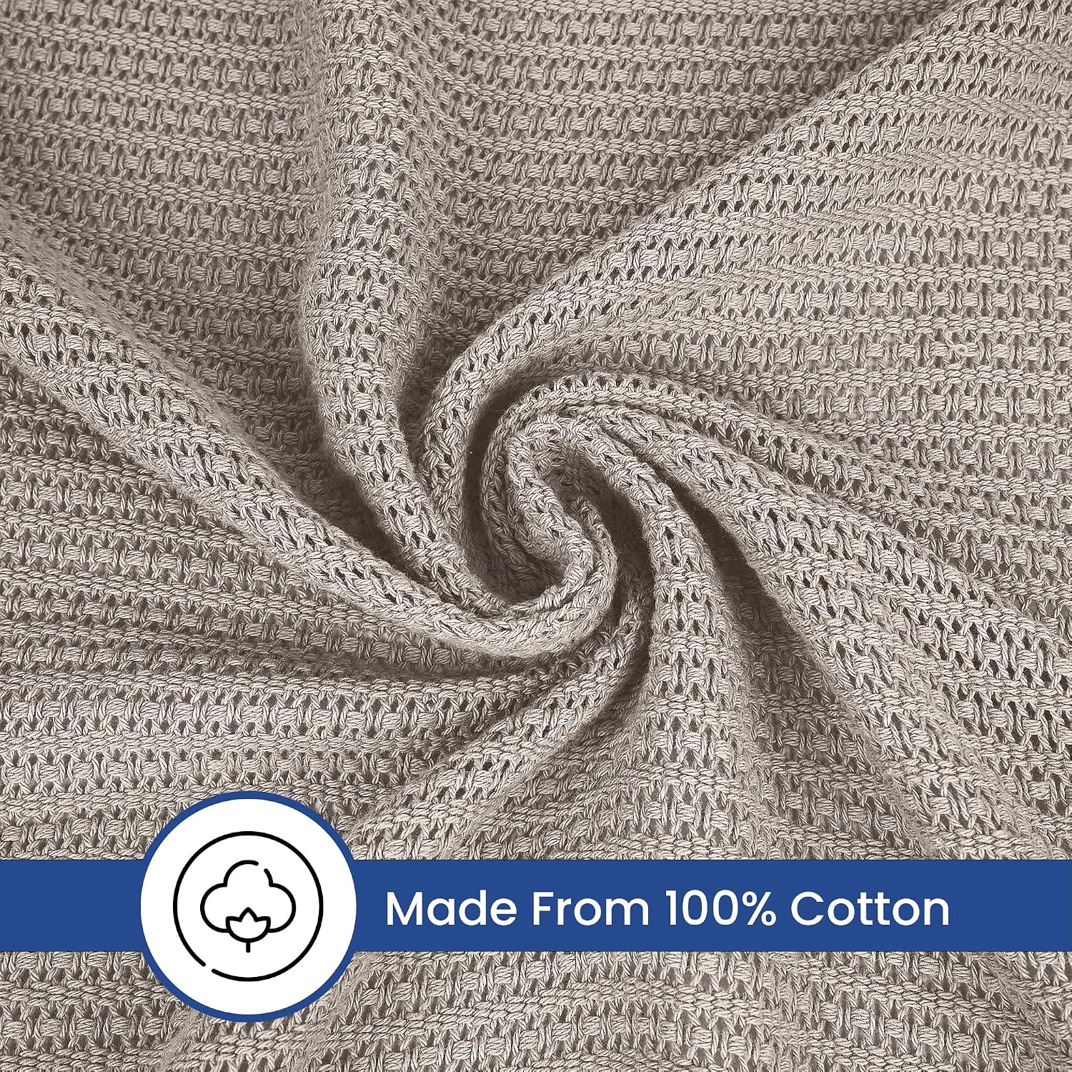 Linteum 100% Cotton Open-Cell Leno Weave Blanket — Breathable All Season — Queen 90x90 — Ice Grey