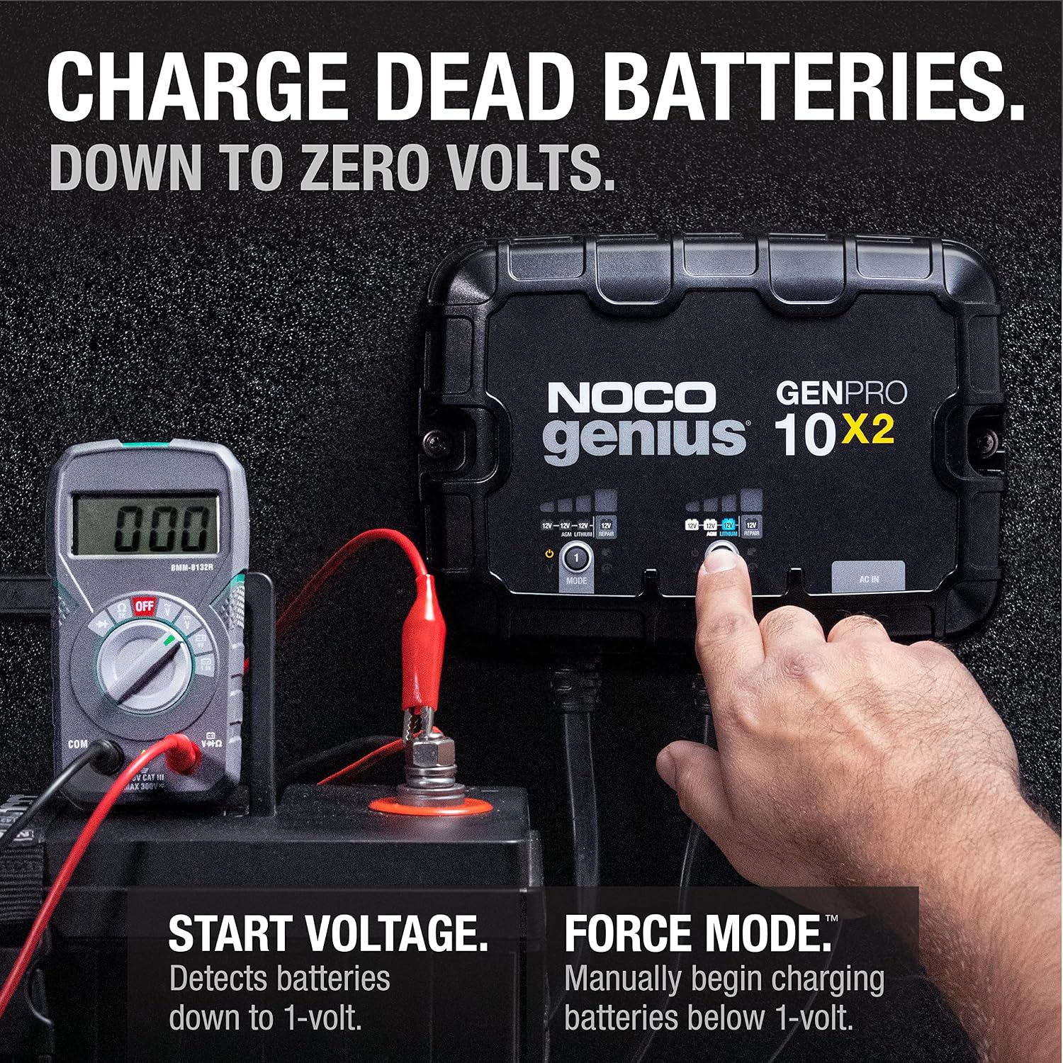 NOCO GENPRO10X2 12V 20A 2-Bank OnBoard Marine Battery Charger & Maintainer