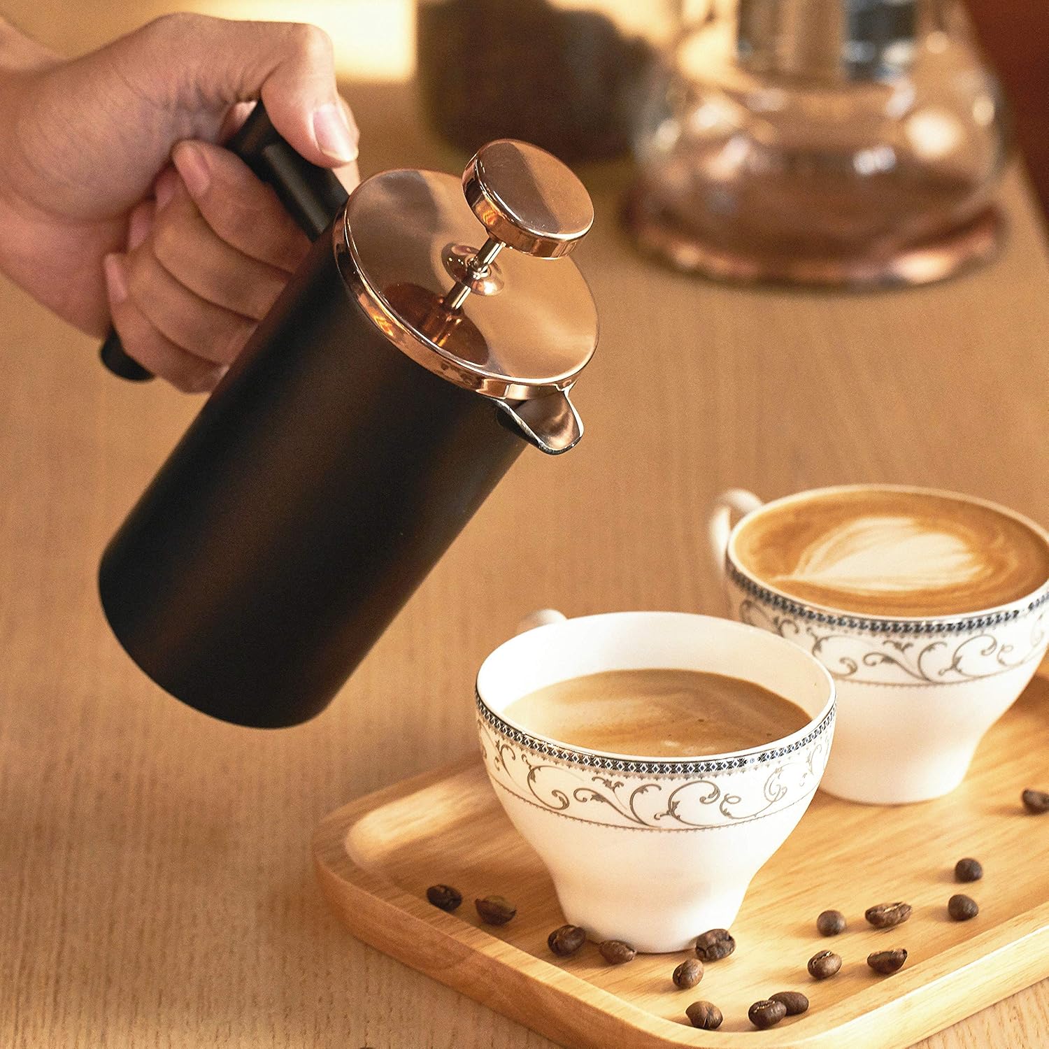 Black French Press Stainless Steel 34oz