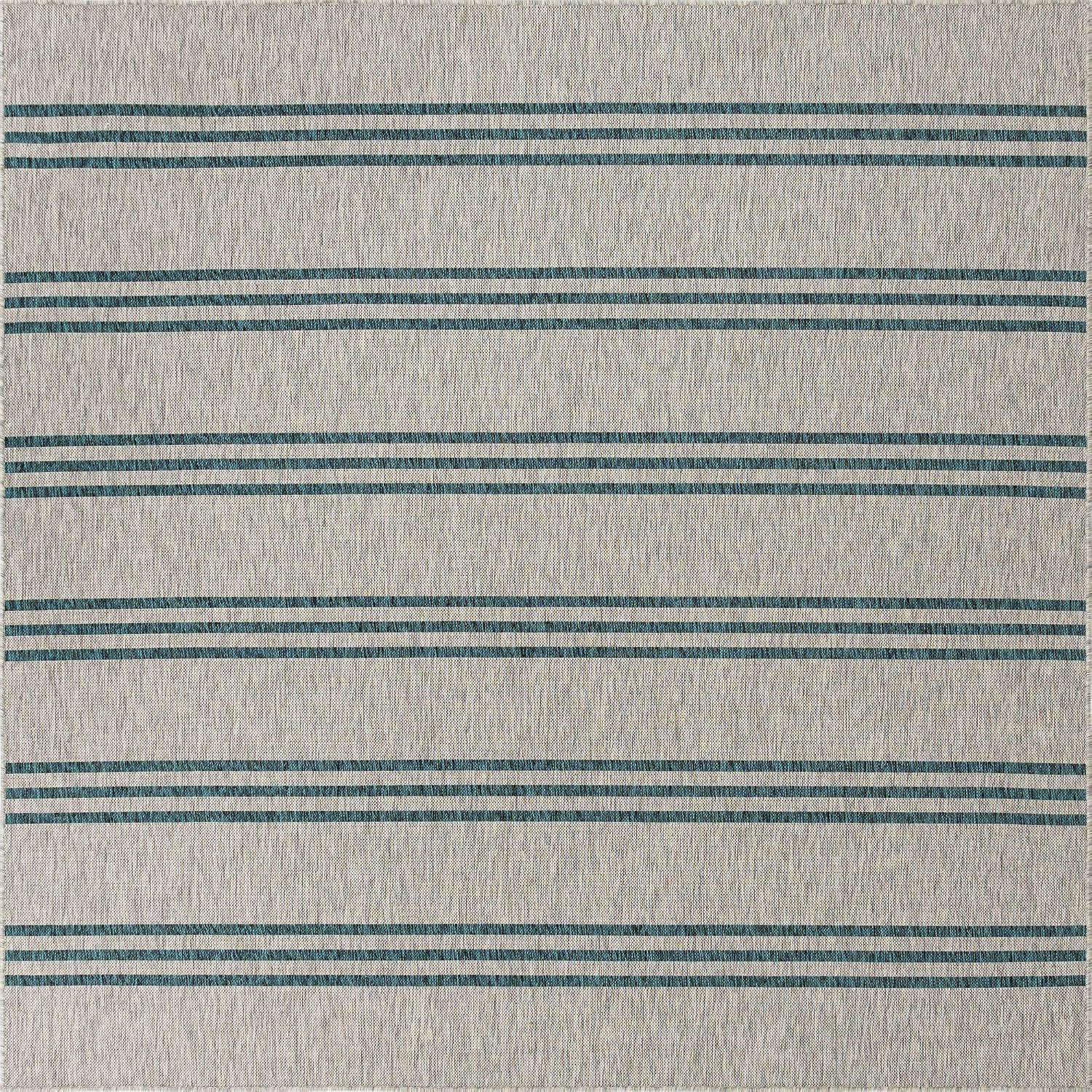 Unique Loom Outdoor Collection Area Rug - Anguilla (9' x 12' Rectangle, Blue/ Ivory)