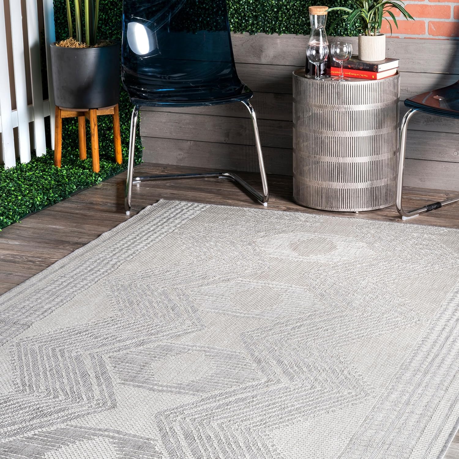 nuLOOM Ranya Light Brown Geometric Indoor/Outdoor Area Rug, 4' x 5'