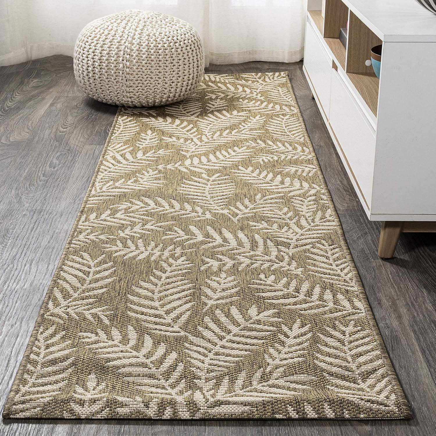 JONATHAN Y Palm Frond Indoor Outdoor Area Rug 3X5 Navy/Ivory, Nevis for Backyard, Patio, Porch, Easy-Cleaning, High Traffic, Pet-Friendly