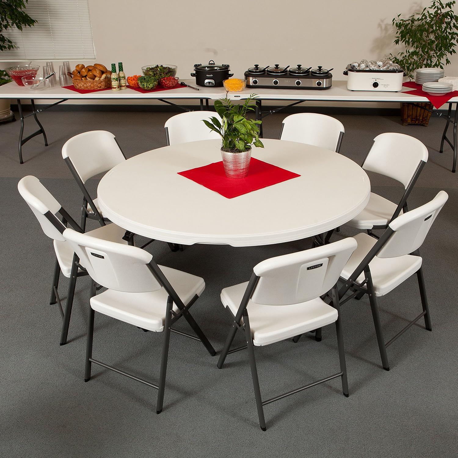 LIFETIME 480301 Commercial Round Folding Table (4 Pack), 5', White