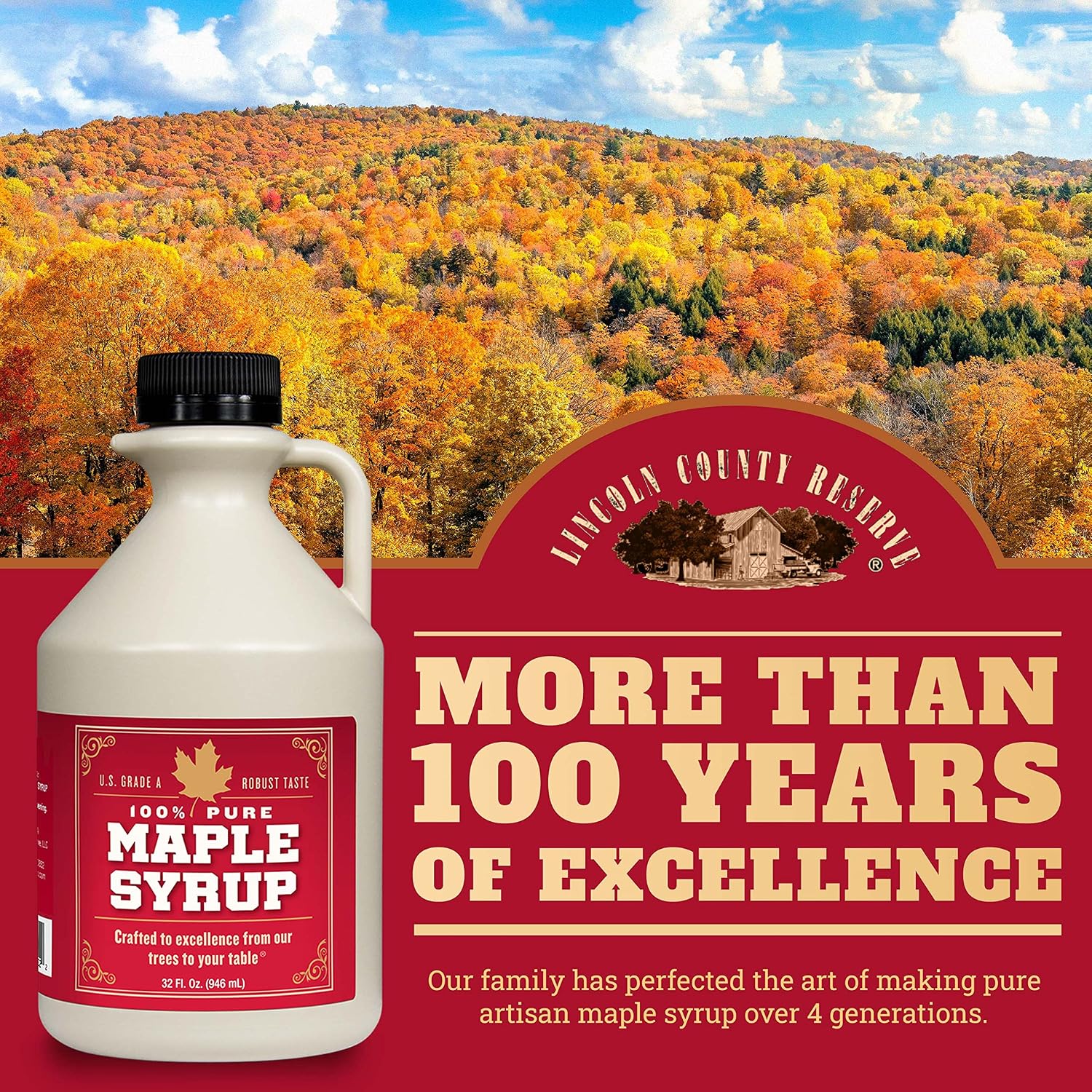 Grade B Maple Syrup 32 Oz Jug – 100% Pure Maple Syrup (Now Grade A Dark) Bold
