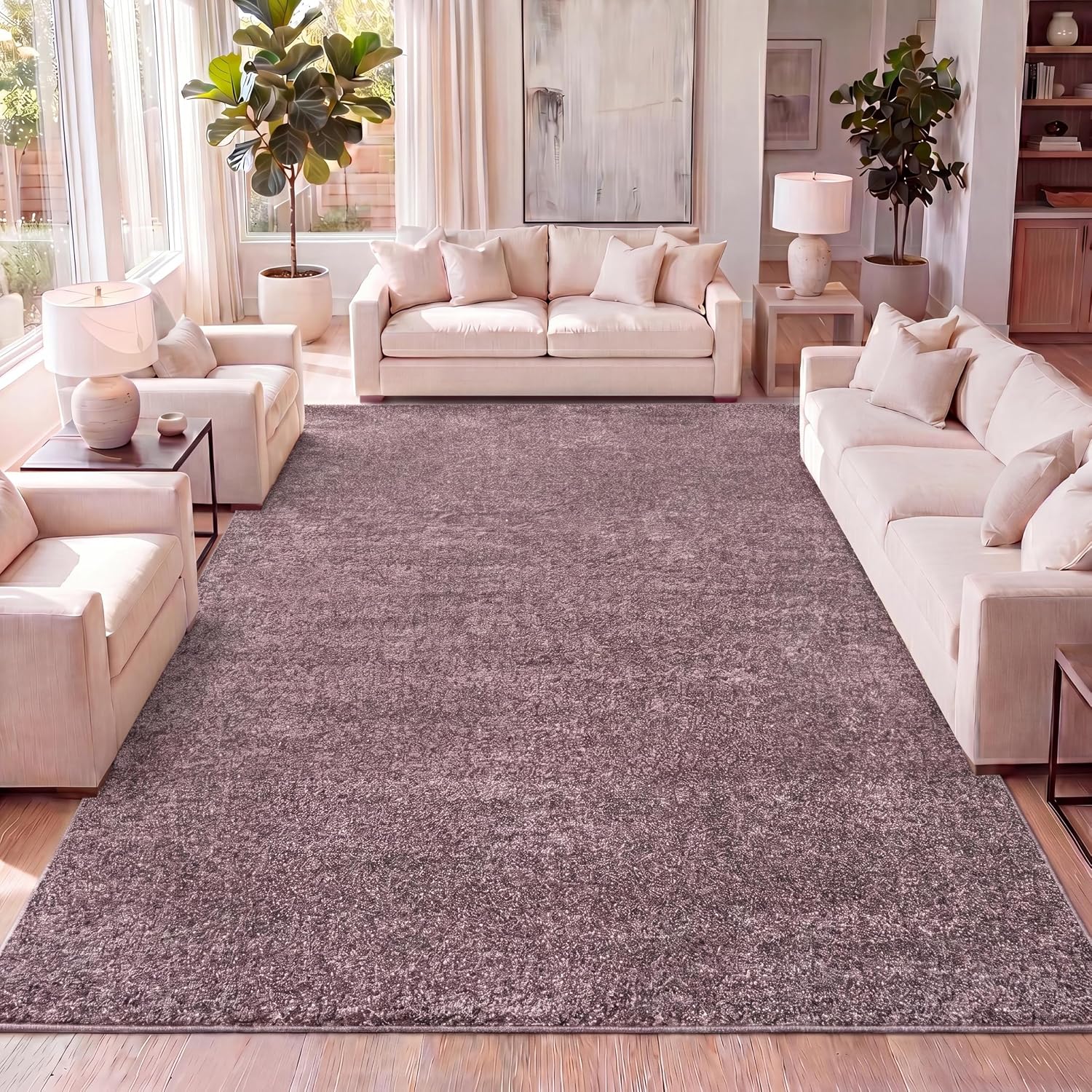 JONATHAN Y Haze Solid Low-Pile Brown Indoor Area Rug 8x10, Coastal, Bohemian, Minimalist, Classic, Easy-Cleaning for Living Room, Bedroom, Kitchen