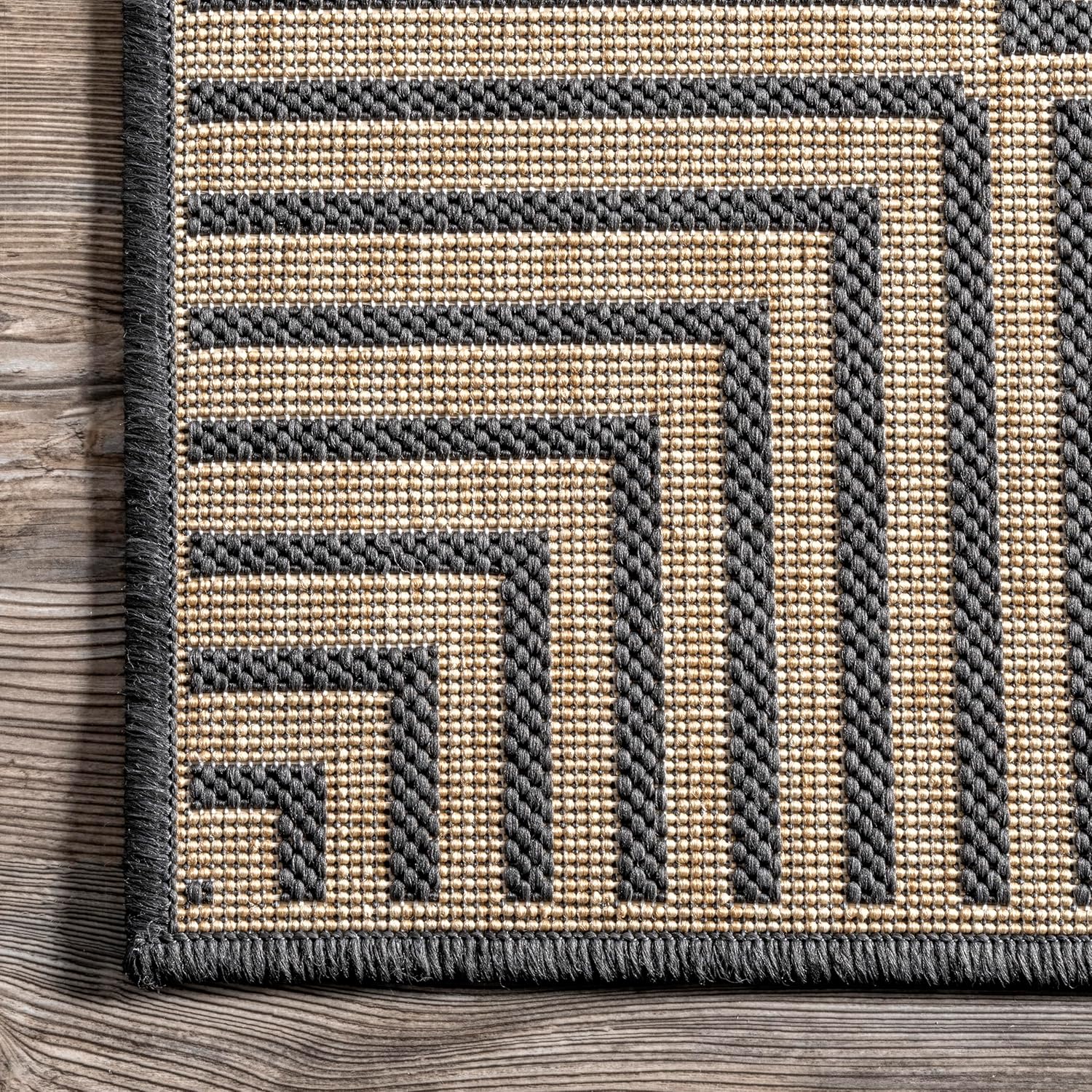 nuLOOM Asha Light Brown Bordered Indoor/Outdoor Area Rug, 4' x 5'