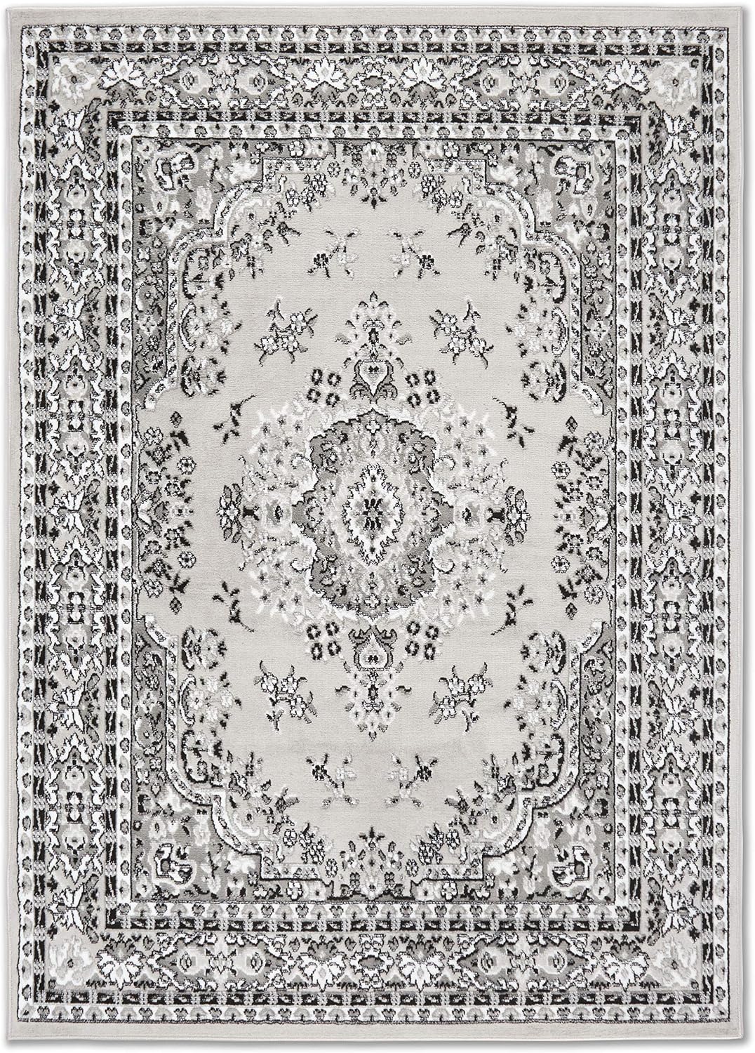 Home Dynamix Premium Sakarya Traditional Medallion Border Area Rug, Ivory/Brown, 7'9"x10'8" Rectangle